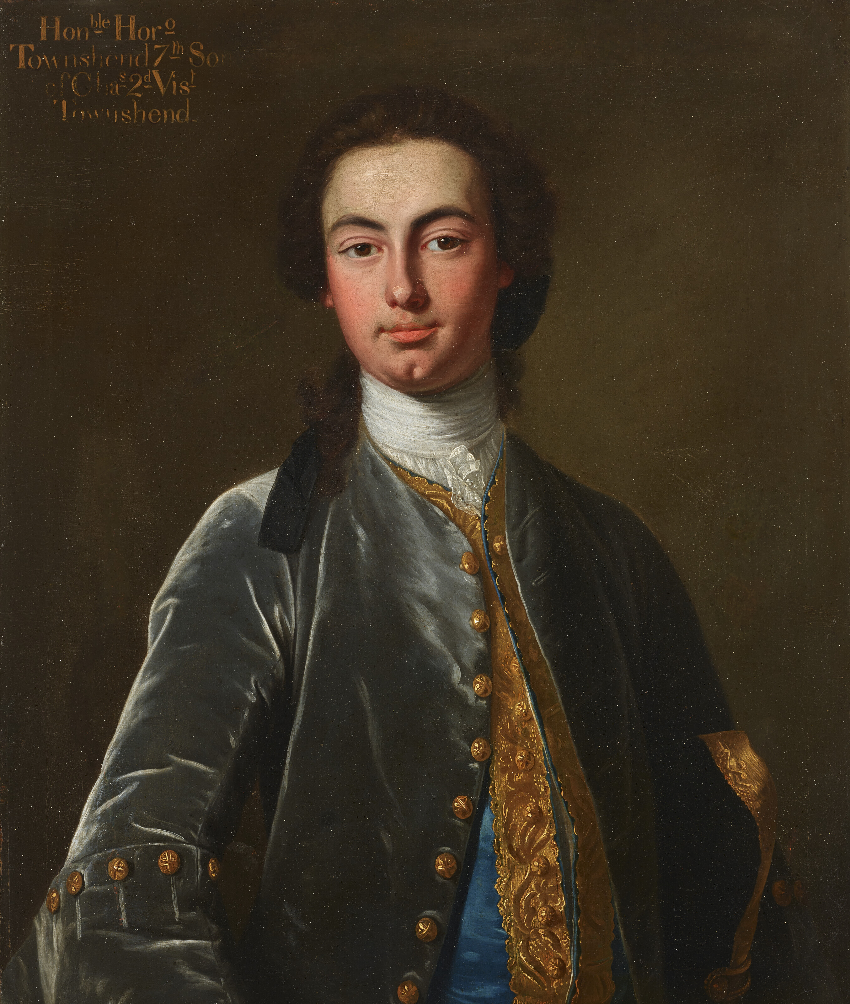 Allan Ramsay — Портрет достопочтенного Горацио Тауншенда (1718-1764), в полный рост, в сером бархатном пиджаке с золотыми пуговицами