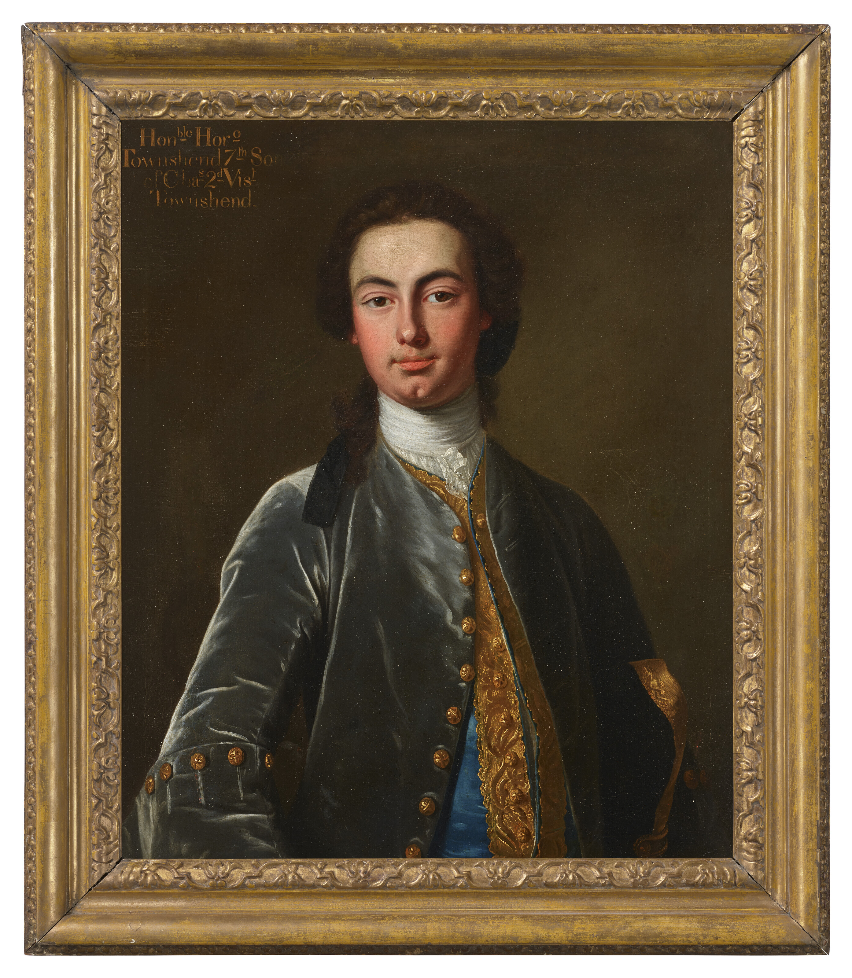 Allan Ramsay — Портрет достопочтенного Горацио Тауншенда (1718-1764), в полный рост, в сером бархатном пиджаке с золотыми пуговицами, изображение 2