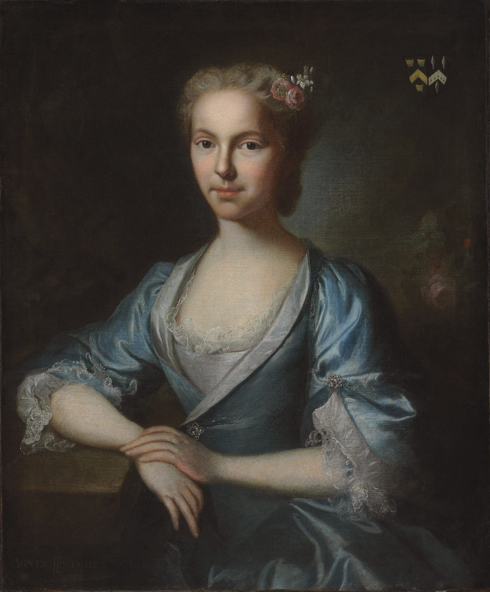 Allan Ramsay — Портрет Агнес Фитч, в полный рост, в голубом шелковом платье