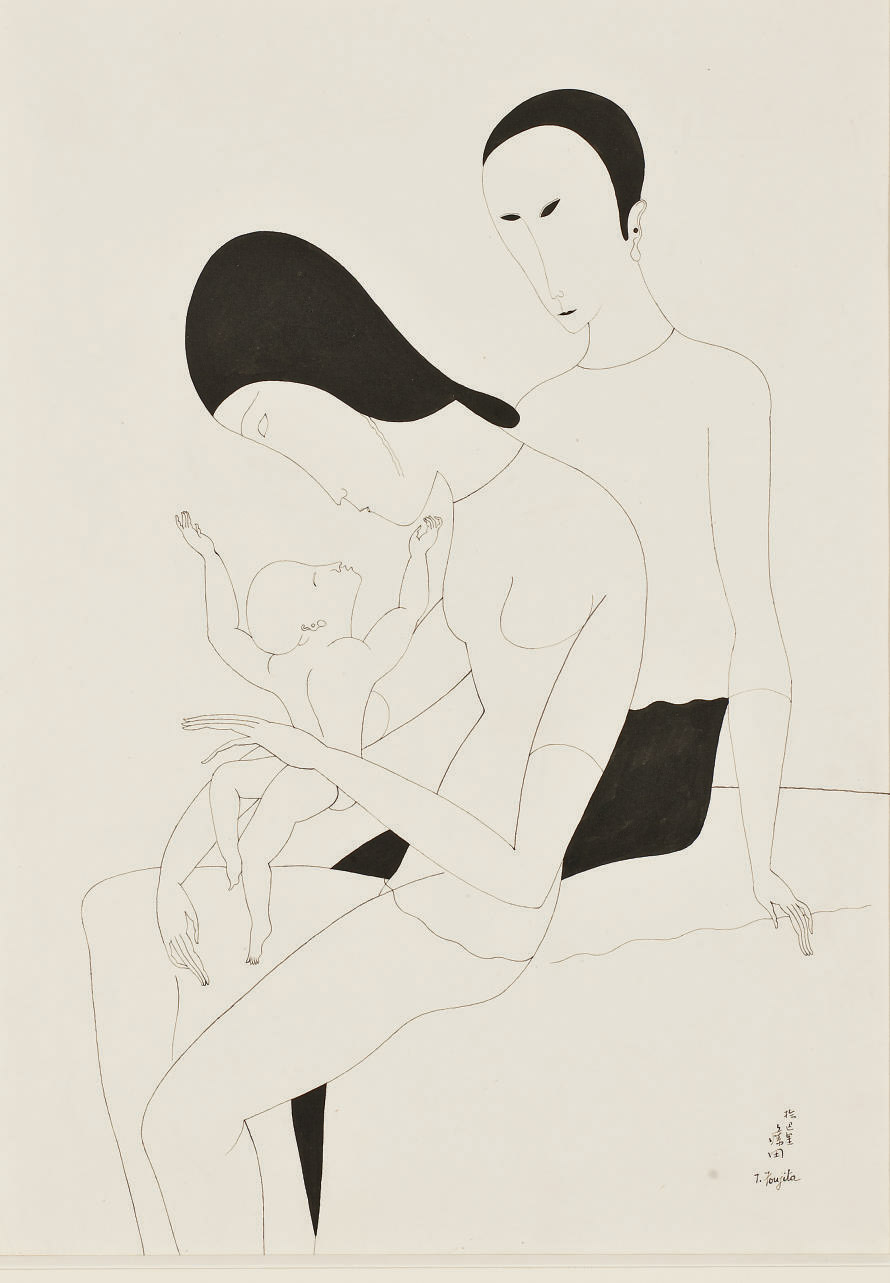 Amedeo Modigliani — Супружеская пара (предварительный портрет Амедео Модильяни, Жанны Эбютерн и дочери Жанны)