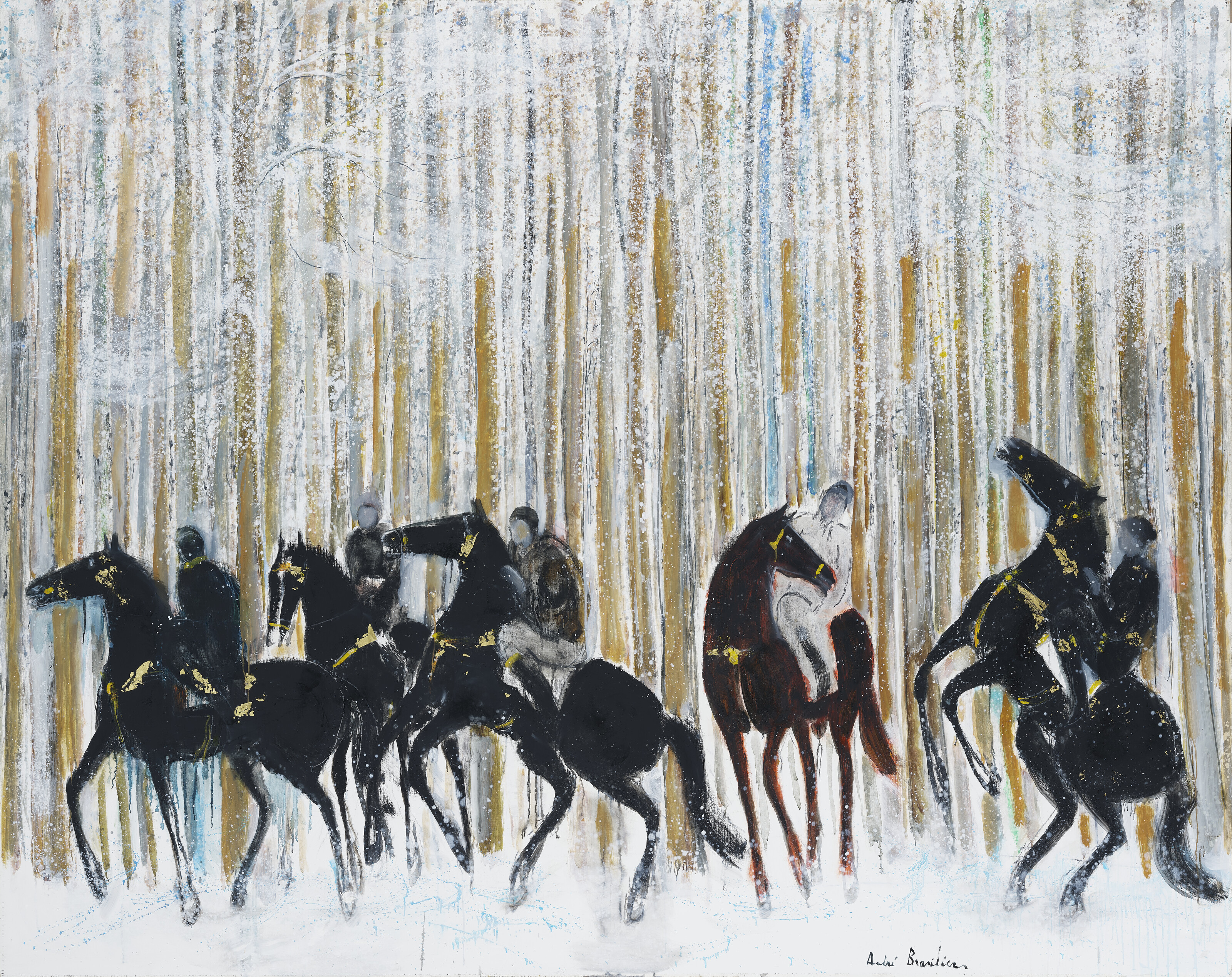 André Brasilier — La grande chevauchée au parc ( Великолепная прогулка в парке ), изображение 1