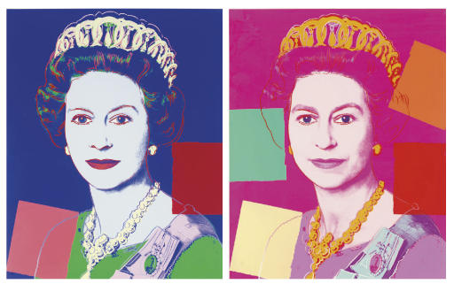 Andy Warhol — Королева Соединенного Королевства Елизавета, от правящих королев : две таблички (см. F. & S. 334; и см. F. & S. 337)