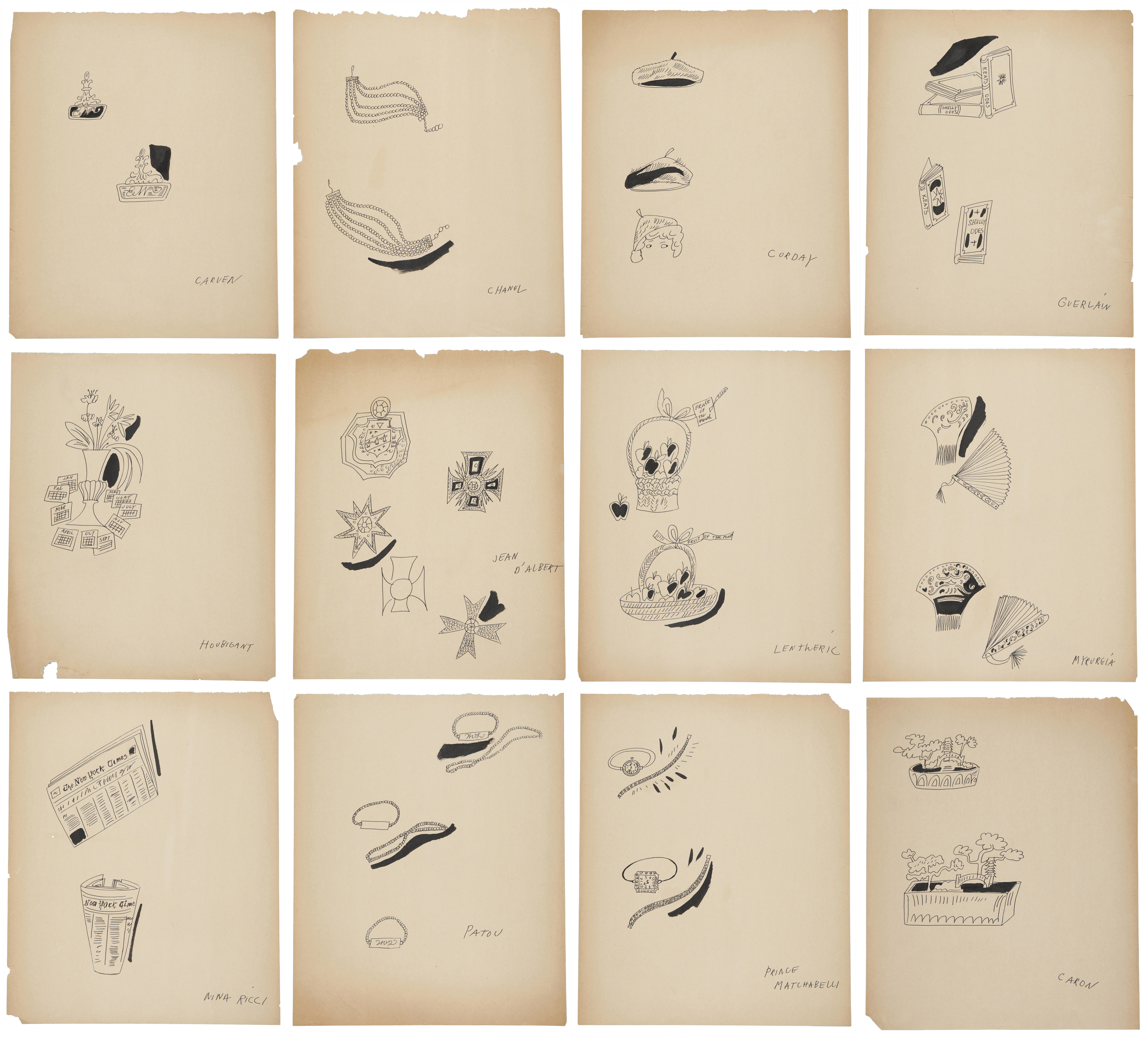 Andy Warhol — Серия рисунков, посвященных классическим парфюмерным ароматам