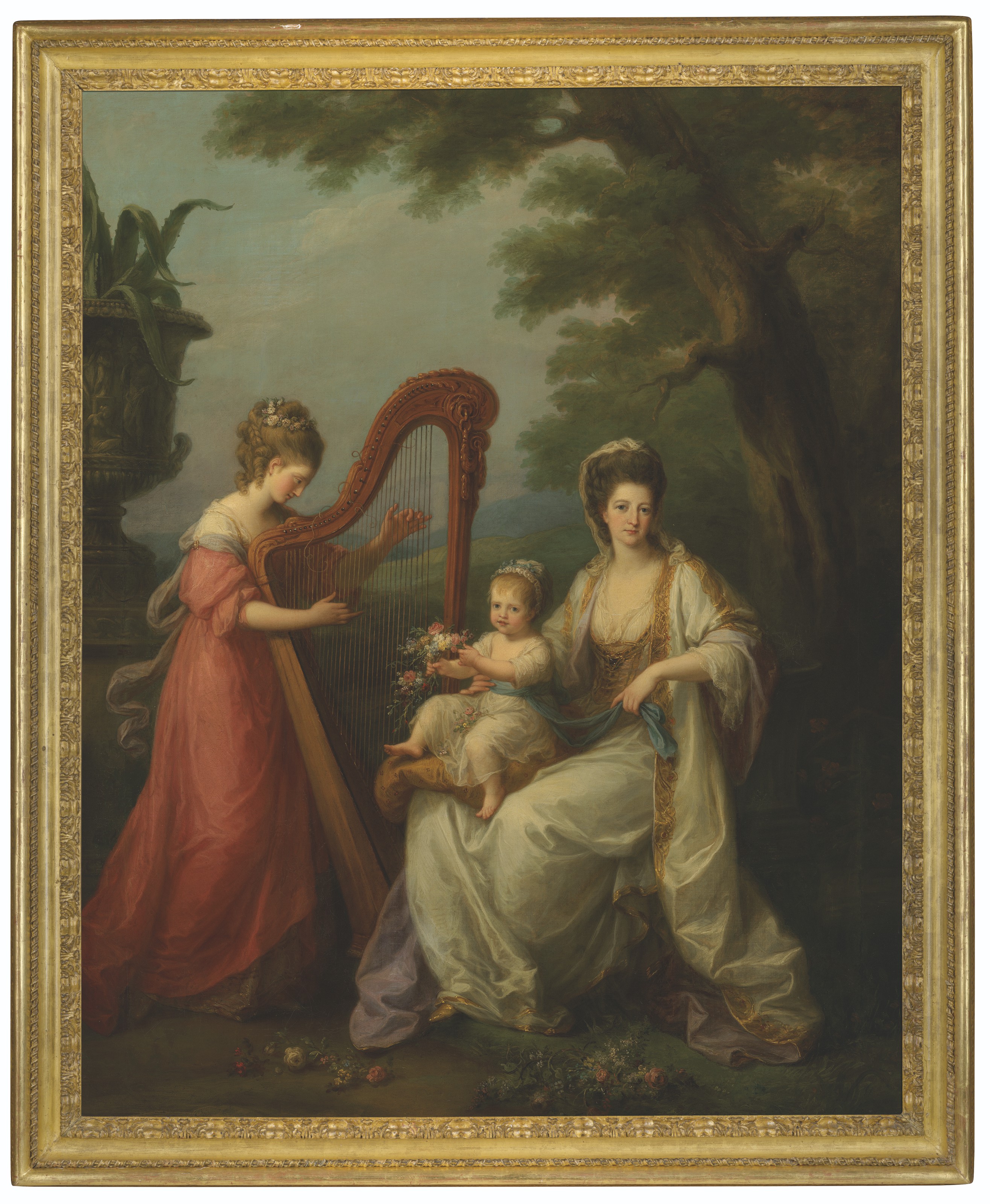 Angelica Kauffmann — Групповой портрет леди Элизабет Смит-Стэнли, графини Дерби (1753-1797), с ее маленьким сыном Эдвардом, впоследствии 13-м графом Дерби (1775-1851), и ее сводной сестрой, леди Августой Кэмпбелл (1760-1831), играющей на арфе, изображение 2