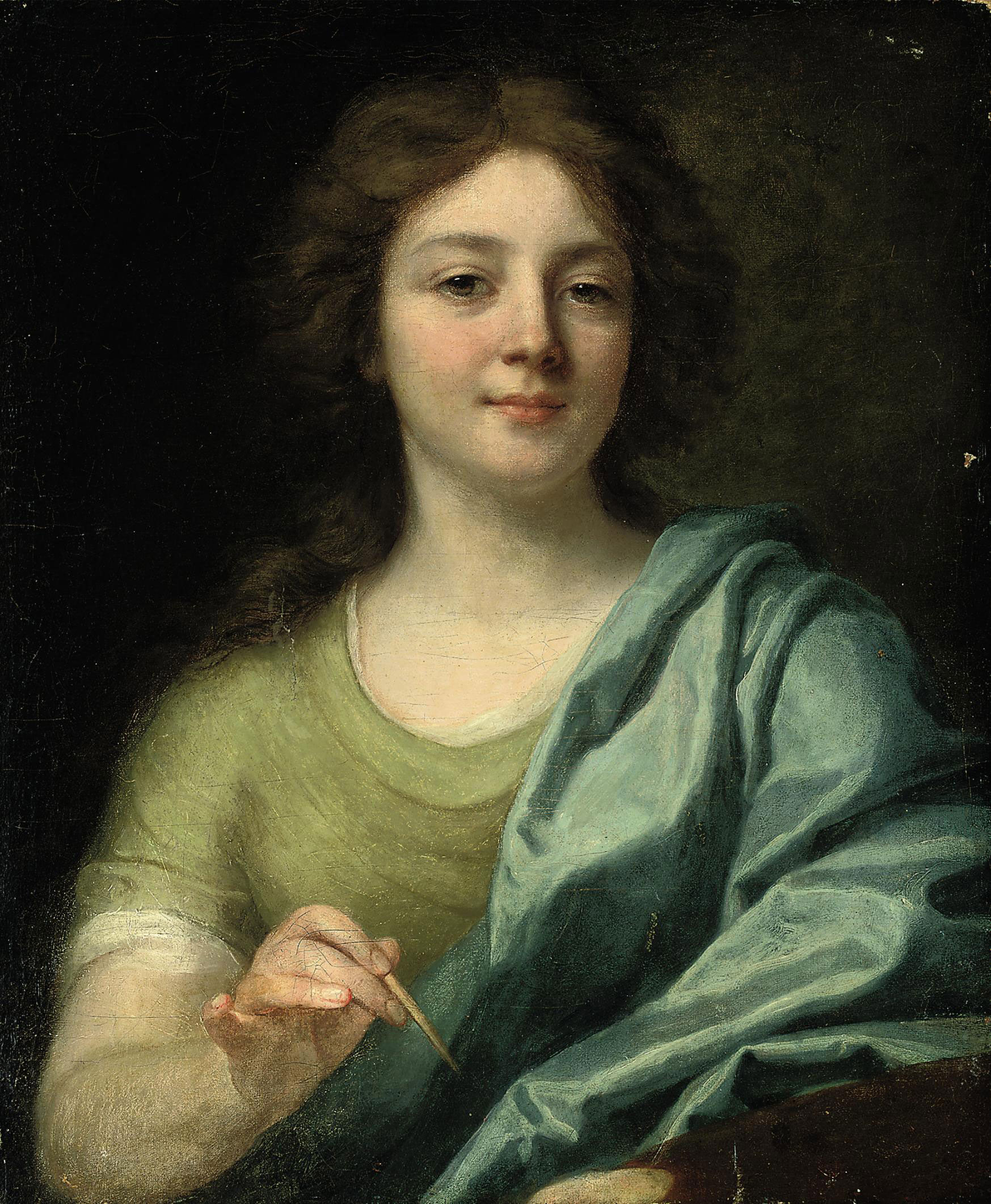 Angelica Kauffmann — Портрет художницы в полный рост, с кистью в правой руке и палитрой в левой