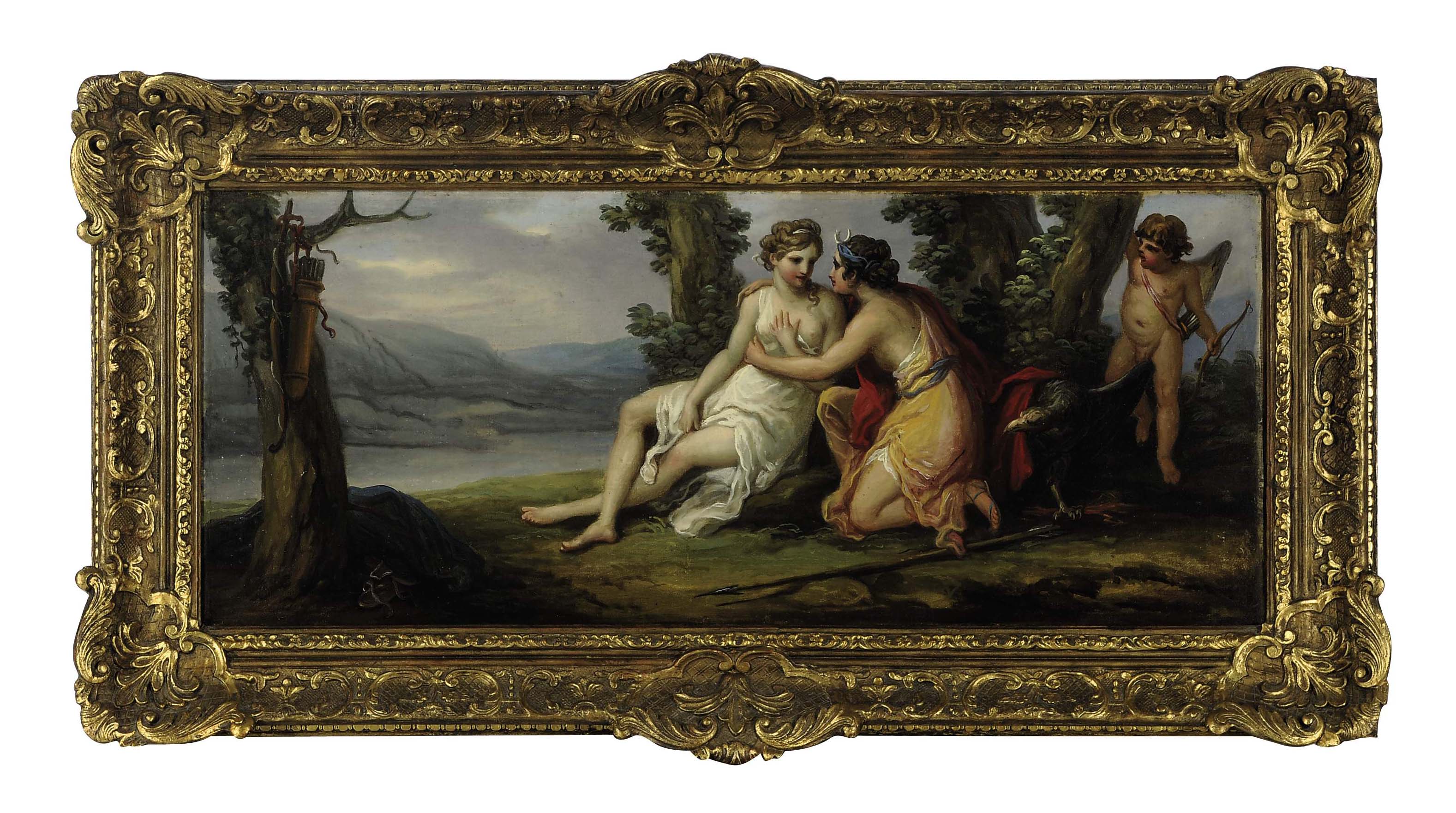 Angelica Kauffmann — Марс, обезоруженный Венерой, и сопутствующая картина, изображающая Диану и Каллисто