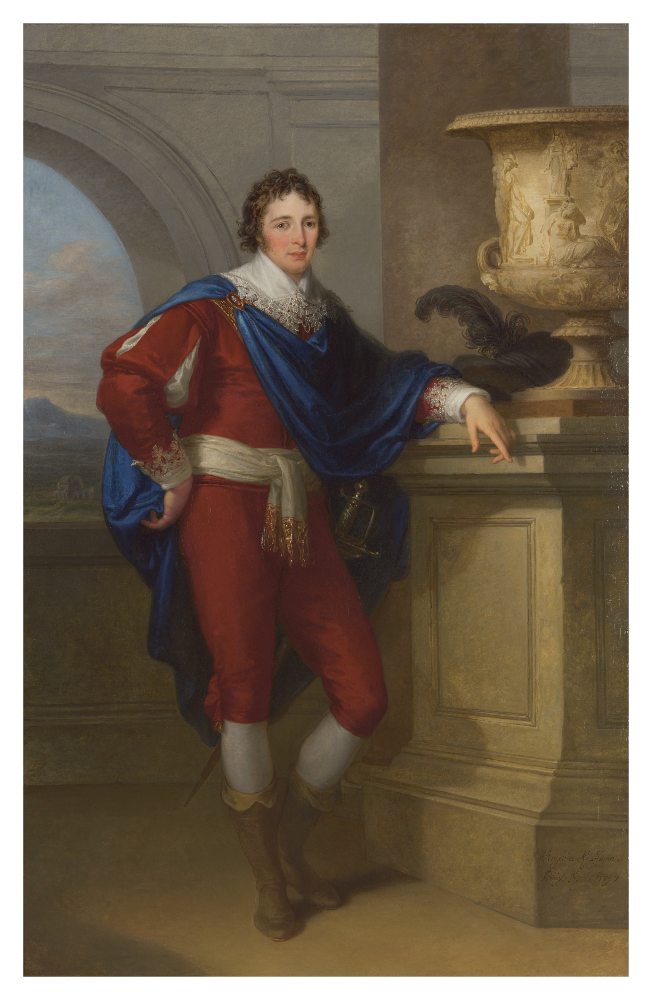 Angelica Kauffmann — Портрет в пестром костюме Уильяма Генри Лэмбтона (1764-1797) в стиле Ван Дейка, изображение 2