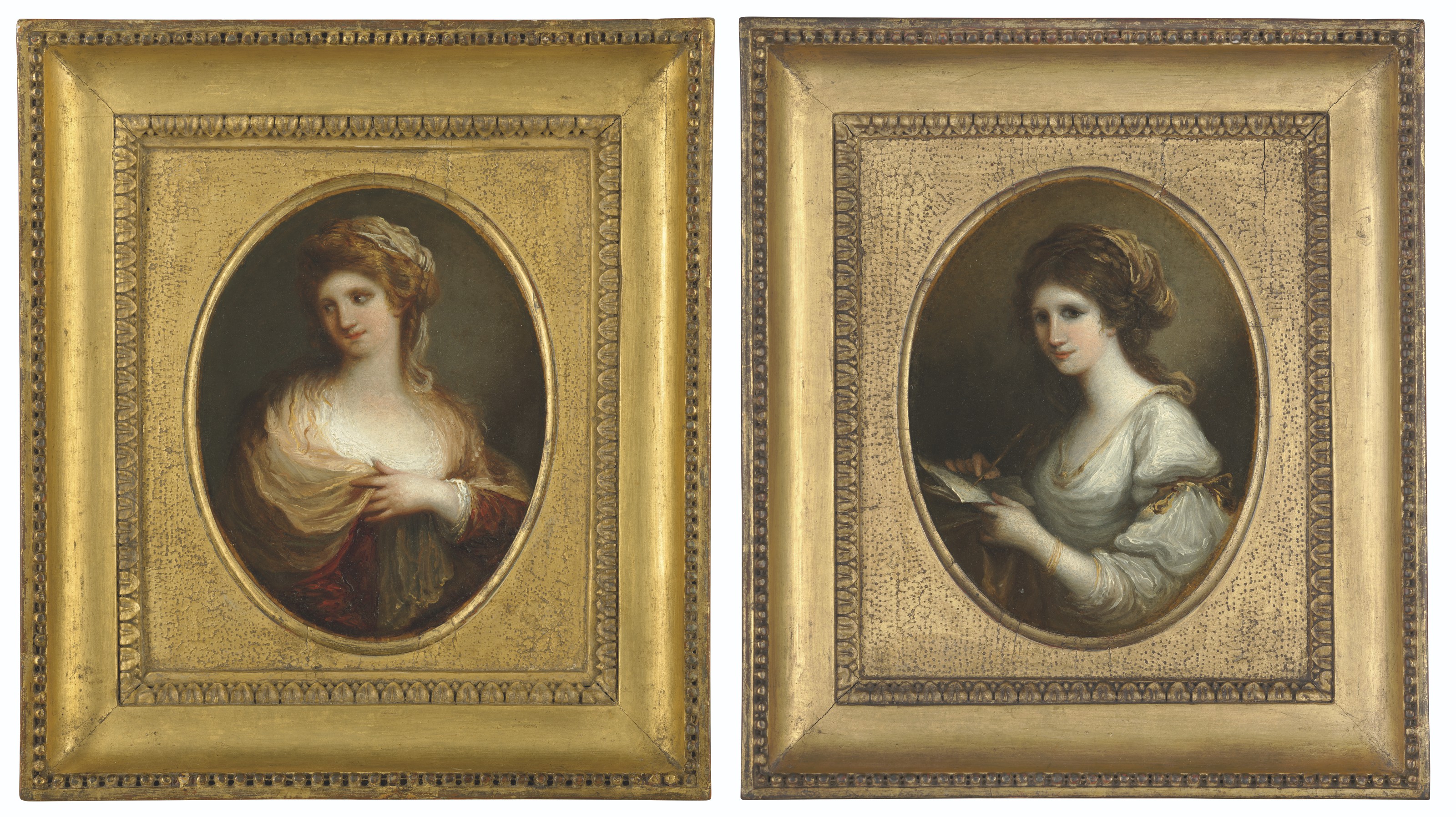 Angelica Kauffmann — Портрет дамы в полный рост, в белом платье; и портрет дамы в полный рост, в желтой шали
