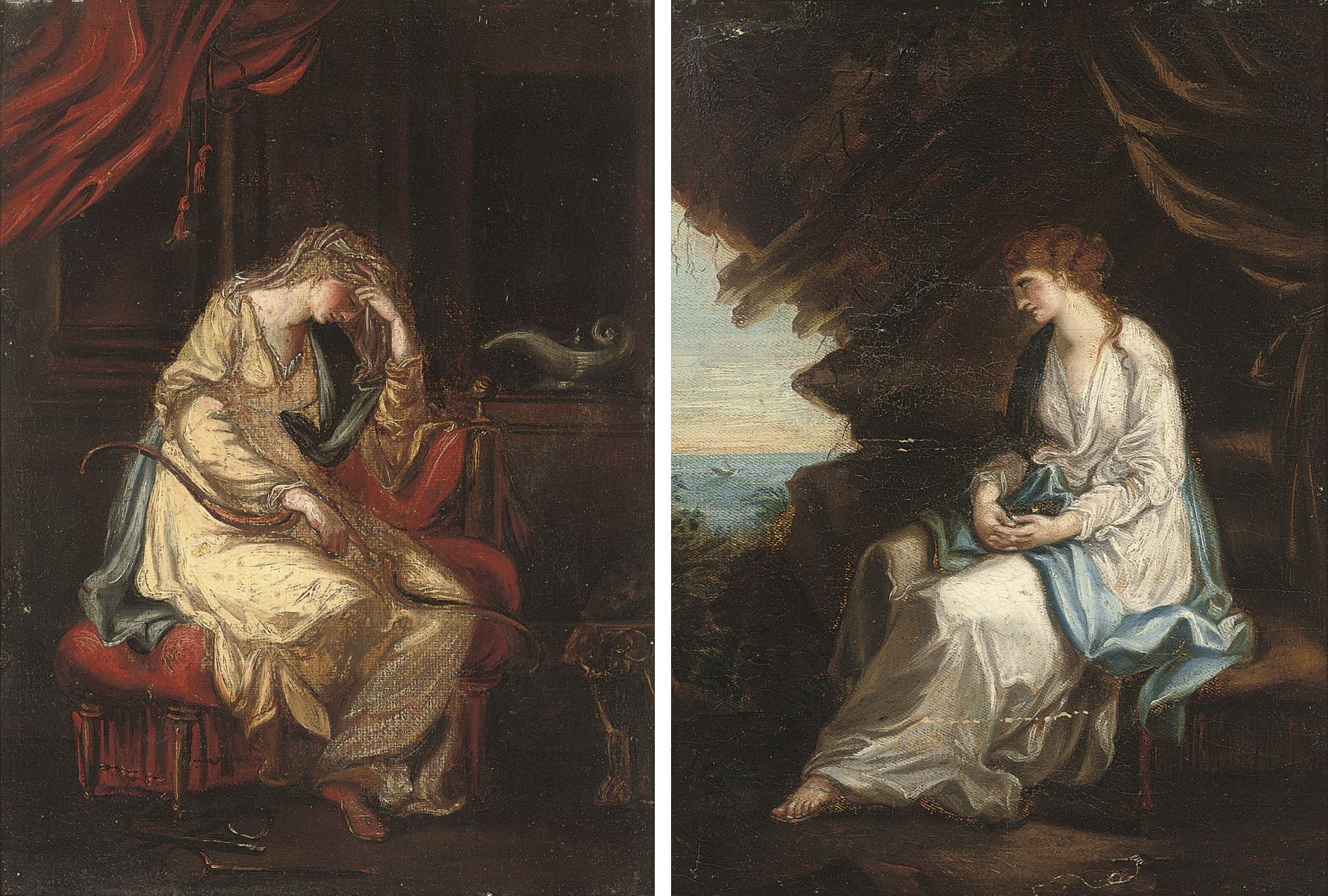 Angelica Kauffmann — Ариадна, покинутая Тесеем на Наксосе, и Диана с луком в руках
