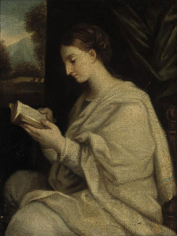Angelica Kauffmann — Дама, читающая в интерьере