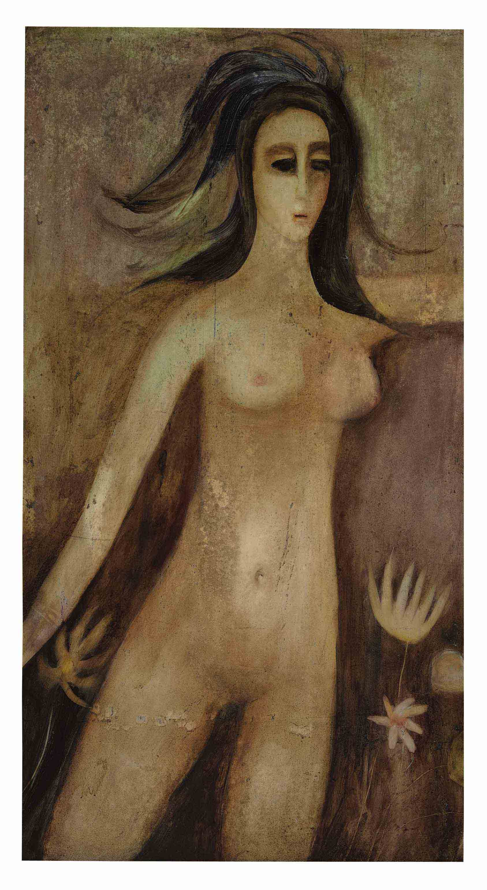 Anjolie Ela Menon — Без названия (Обнаженная женщина)