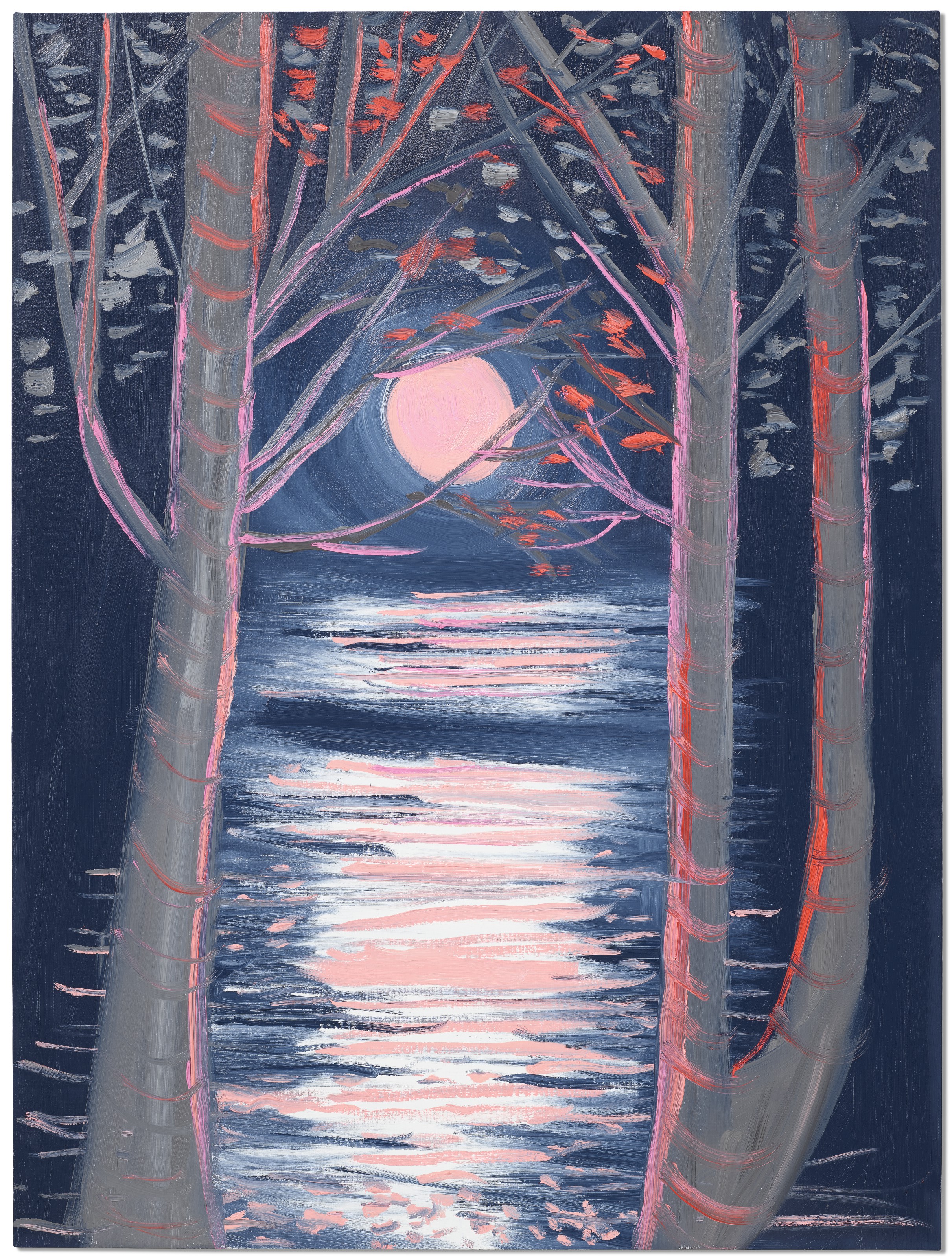 Ann Craven — Маленькая Луна (Восход полный, Нежно-красные деревья), 2021