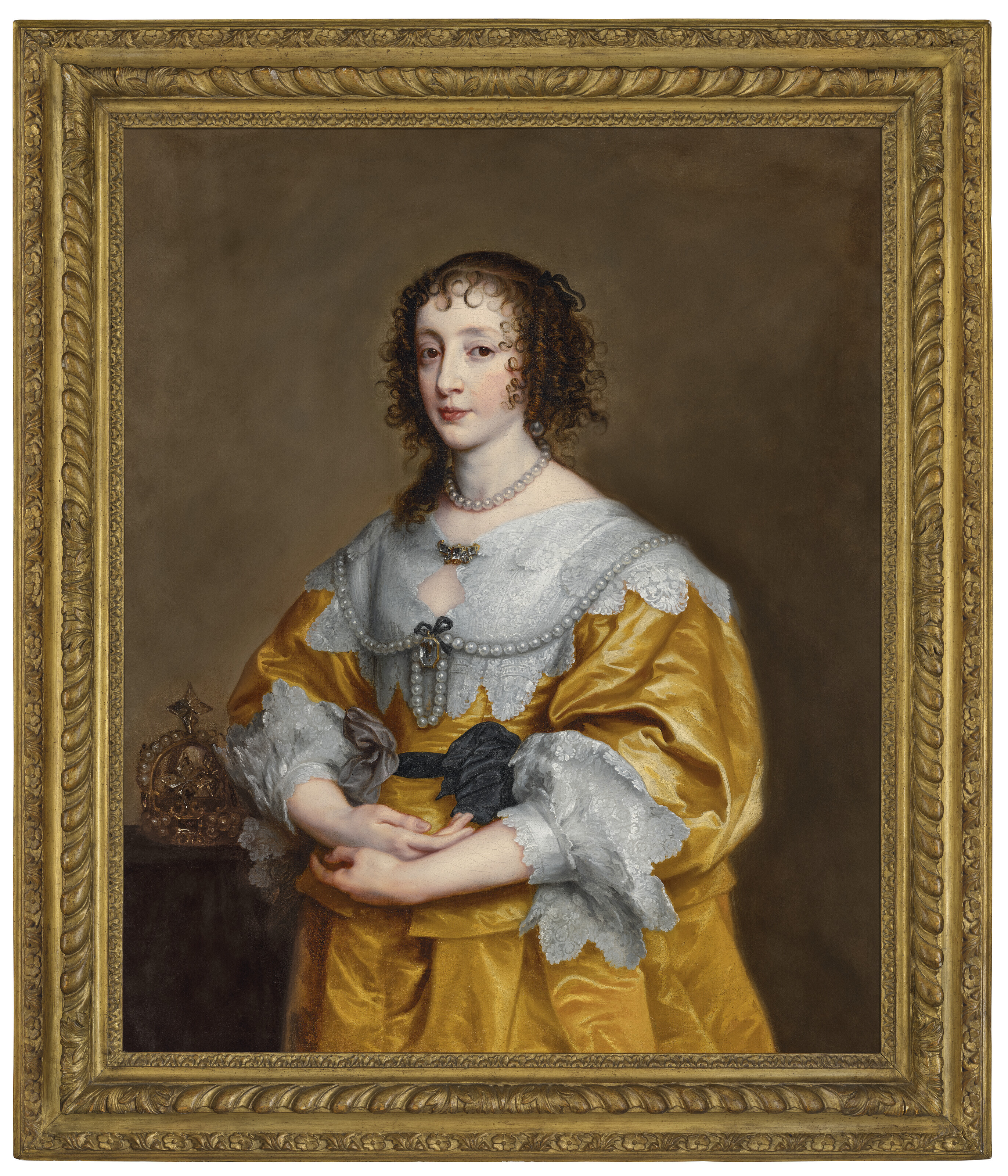 Anthony van Dyck — Портрет королевы Генриетты Марии, в три четверти роста, в золотом платье, изображение 2