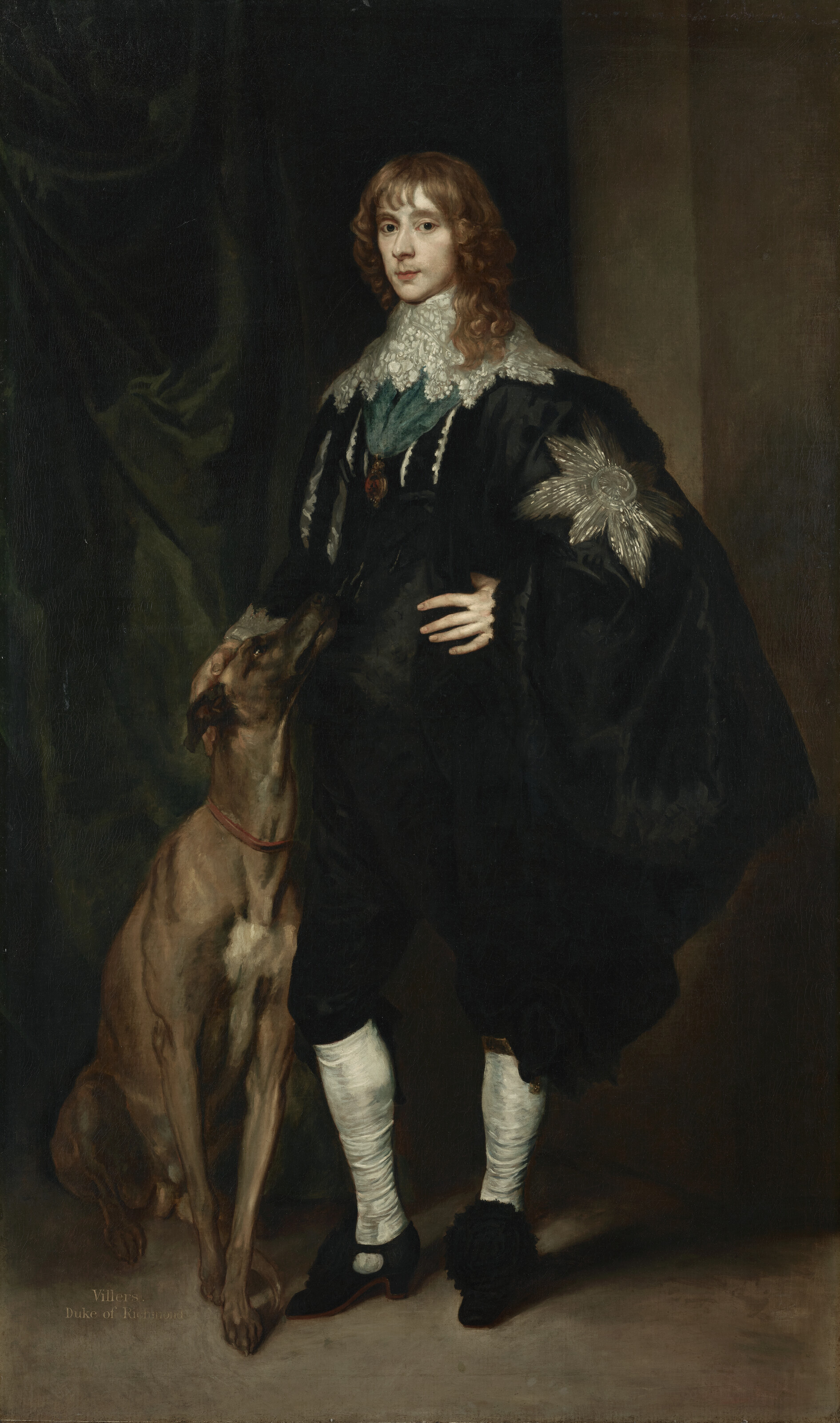 Anthony van Dyck — Портрет Джеймса Стюарта, 4-го герцога Леннокса и 1-го герцога Ричмонда (1612-1655), в полный рост, со звездой и подвязкой ордена Подвязки, с собакой у ног., изображение 2