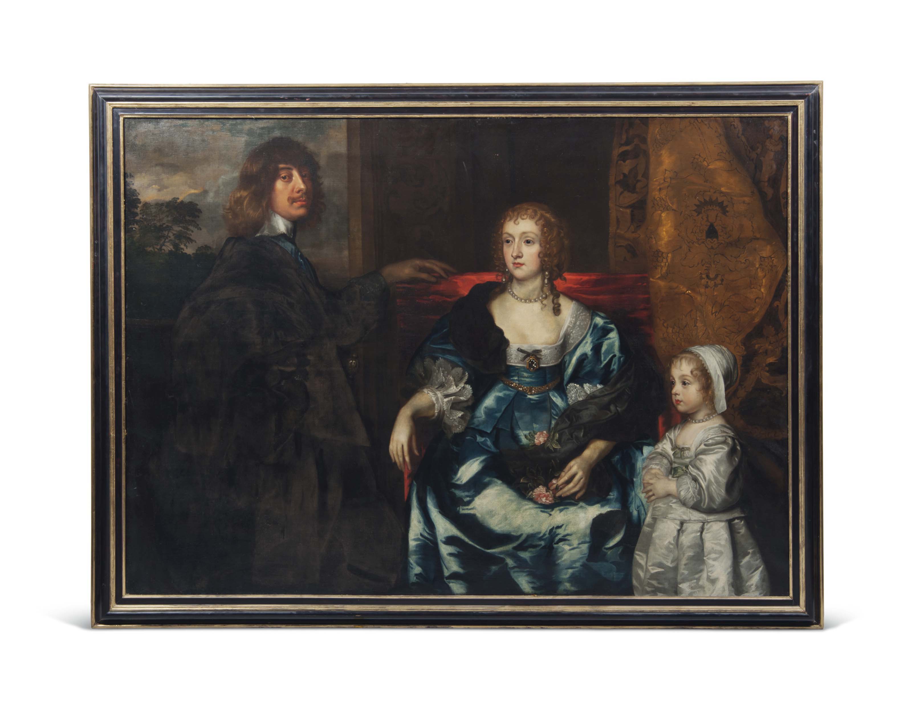 Anthony van Dyck — Портрет Алджернона Перси, 10-го графа Нортумберленда (1602-1668), его первой жены леди Анны Сесил (ум. в 1637) и их дочери леди Кэтрин Перси (1630-1638).