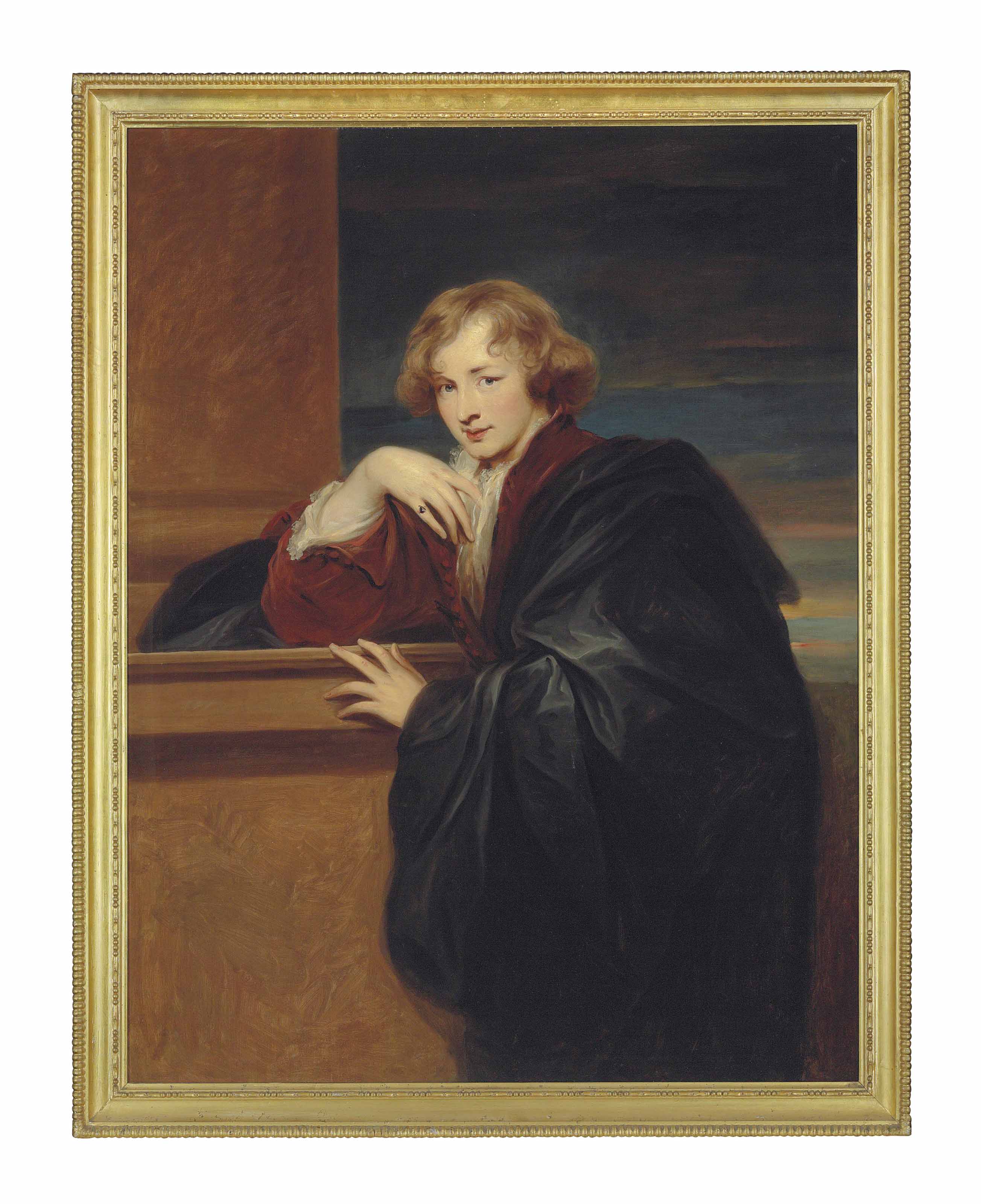 Anthony van Dyck — Портрет художника в три четверти роста, в коричневом пиджаке и черном плаще, прислонившегося к выступу