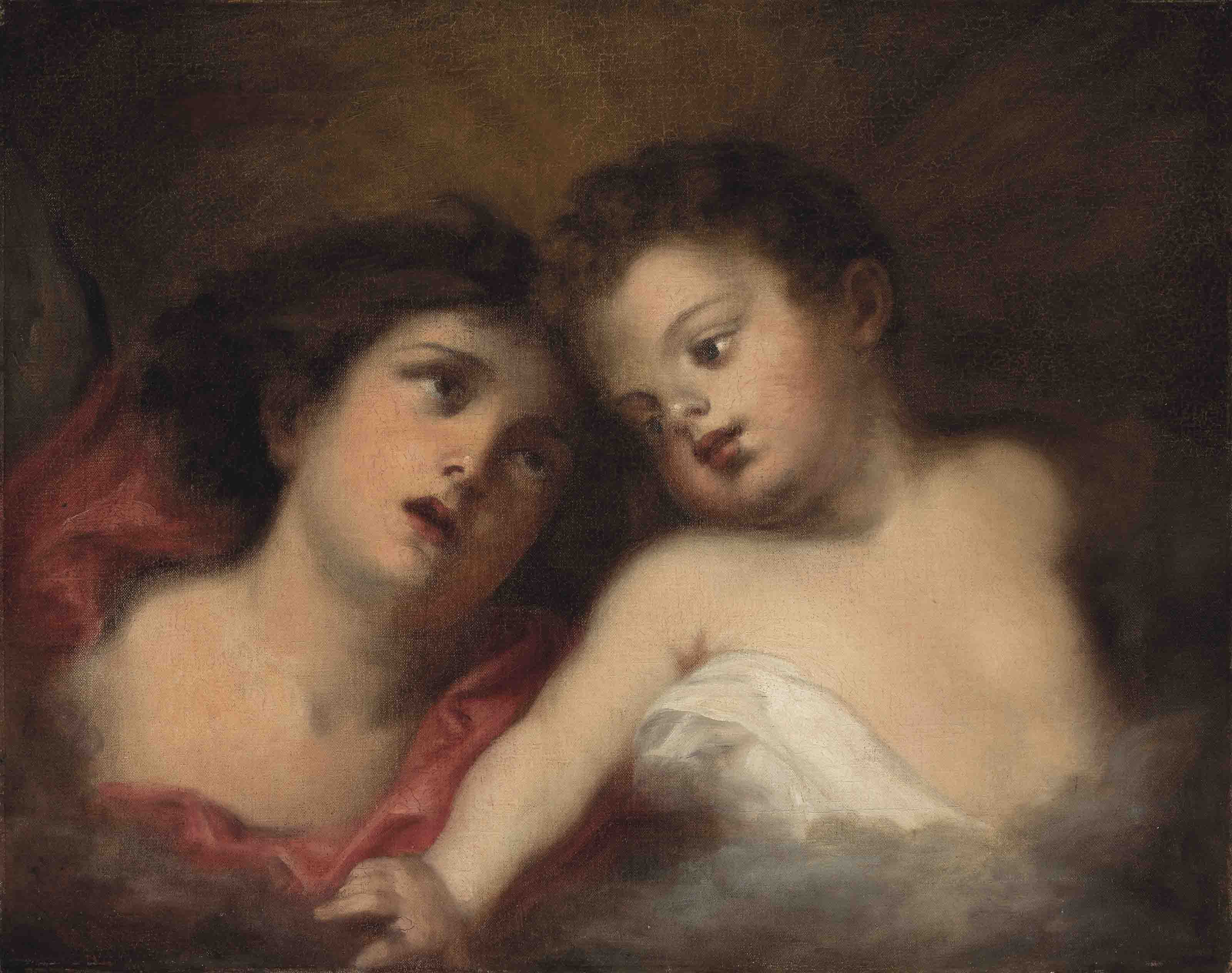 Anthony van Dyck — Богородица с младенцем и двумя ангелами-музыкантами, деталь