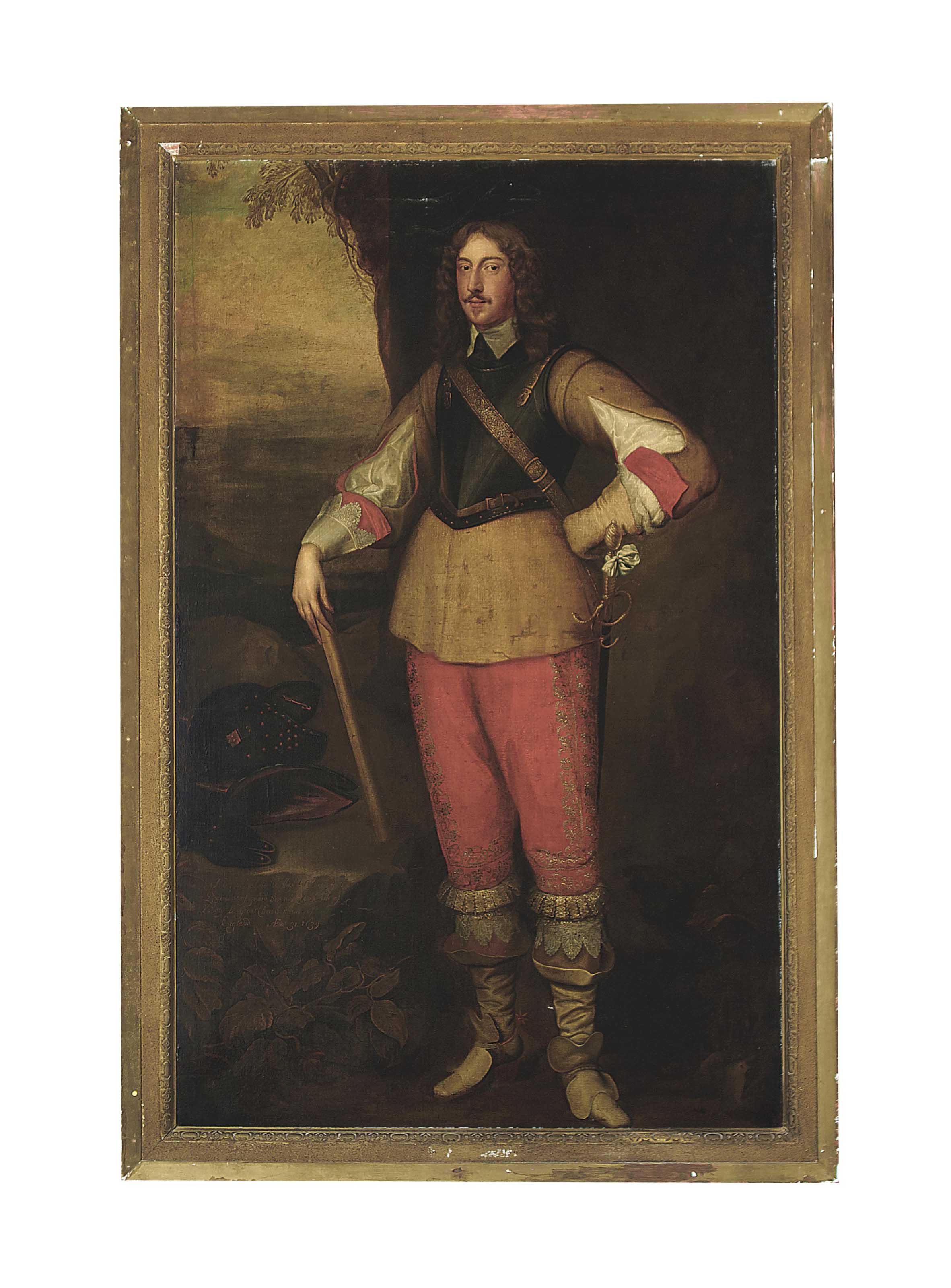 Anthony van Dyck — Портрет Монтегю Берти, лорда Уиллоуби, 2-го графа Линдси (ок.1608-1666), полковника гвардейского полка, в полный рост, в желтой куртке с нагрудником и красных бриджах, расшитых золотом.