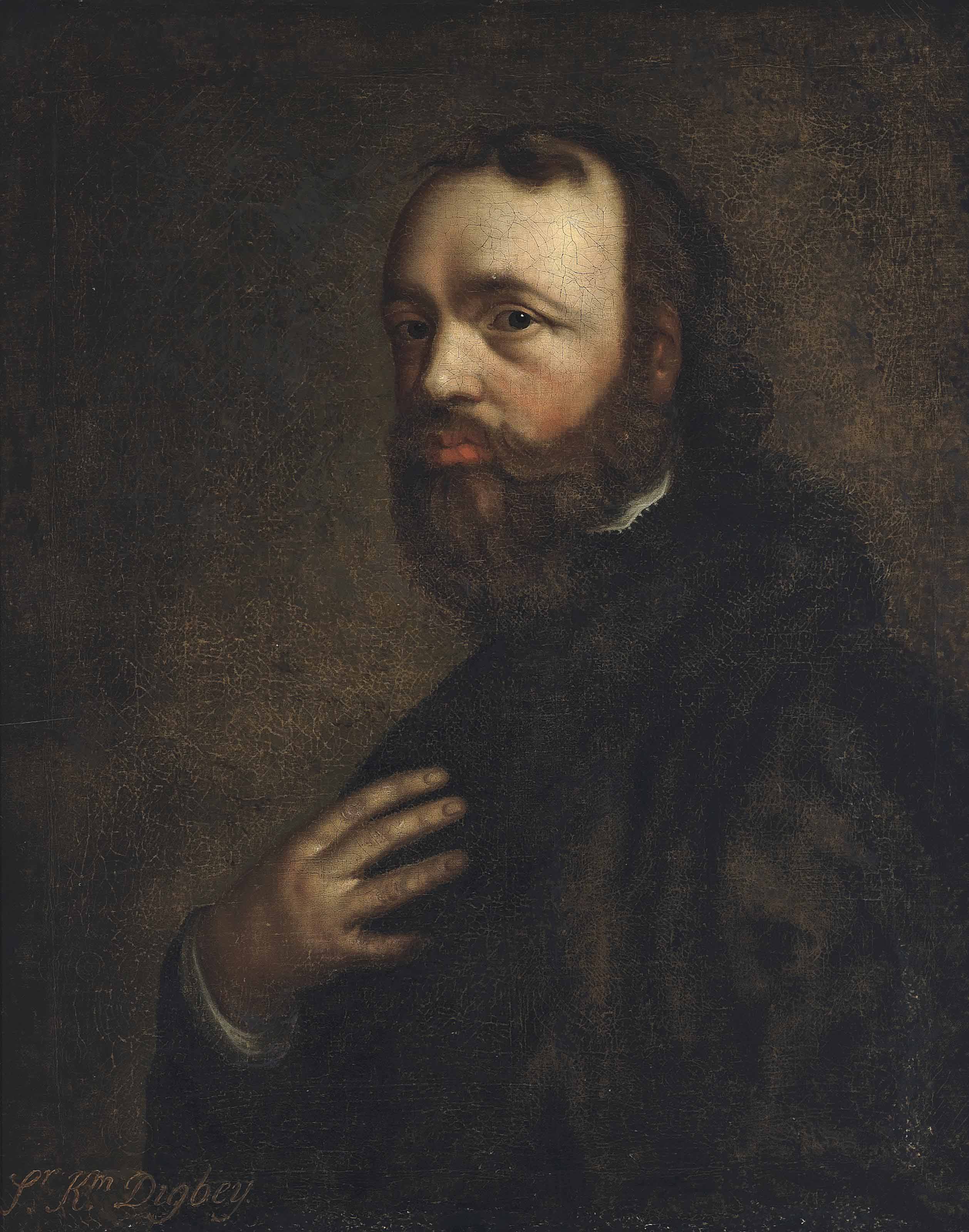 Anthony van Dyck — Портрет сэра Кенелма Дигби (1603-1665), в полный рост, в черном сюртуке