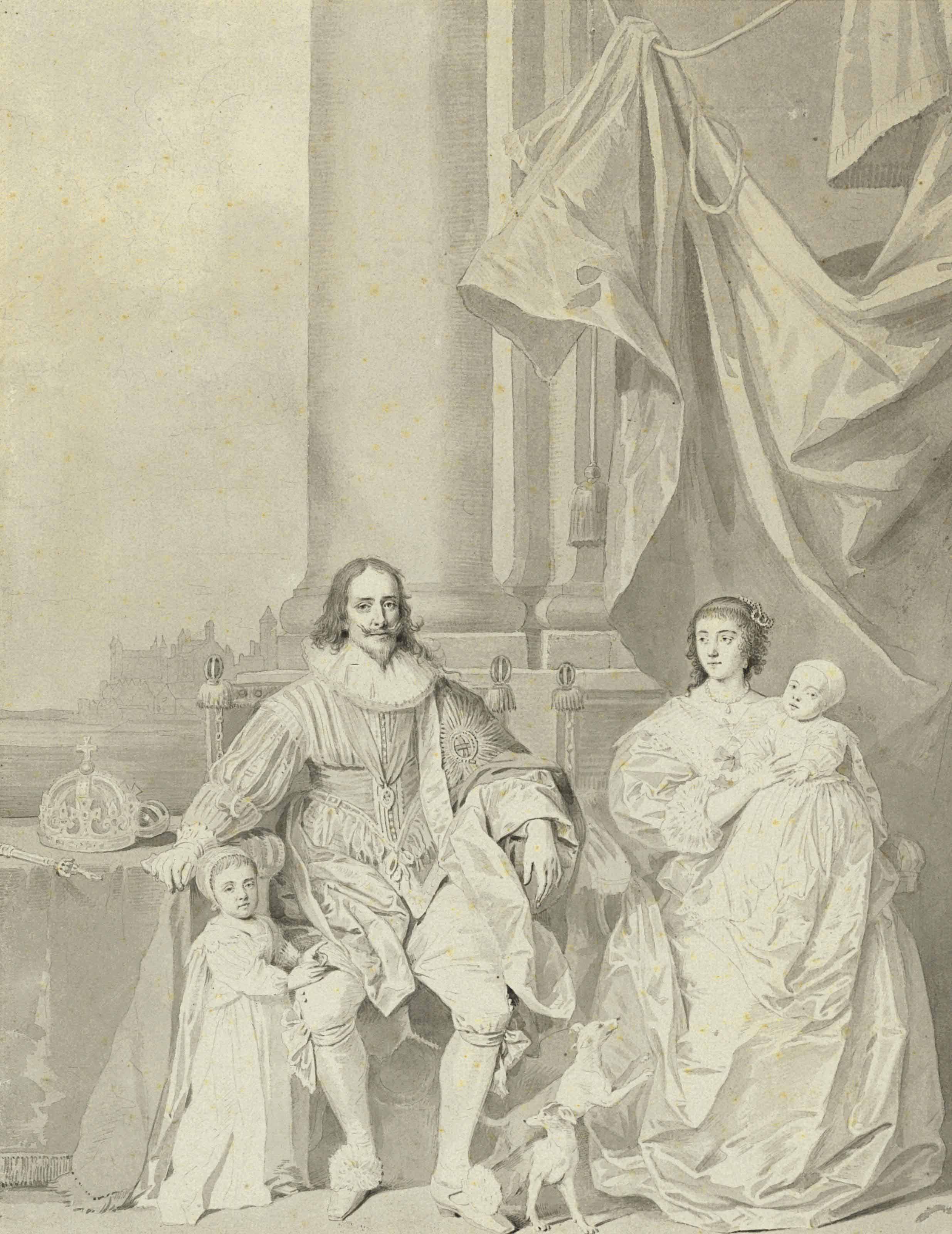 Anthony van Dyck — КОРОЛЬ КАРЛ I И КОРОЛЕВА ГЕНРИЕТТА СО СВОИМИ ДВУМЯ ДЕТЬМИ, КОРОЛЕМ КАРЛОМ II И ПРИНЦЕССОЙ МЭРИ ГЕНРИЕТТОЙ, КОРОЛЕВСКОЙ ПРИНЦЕССОЙ, В ЧЕСТЬ СЭРА ЭНТОНИ ВАН ДЕЙКА