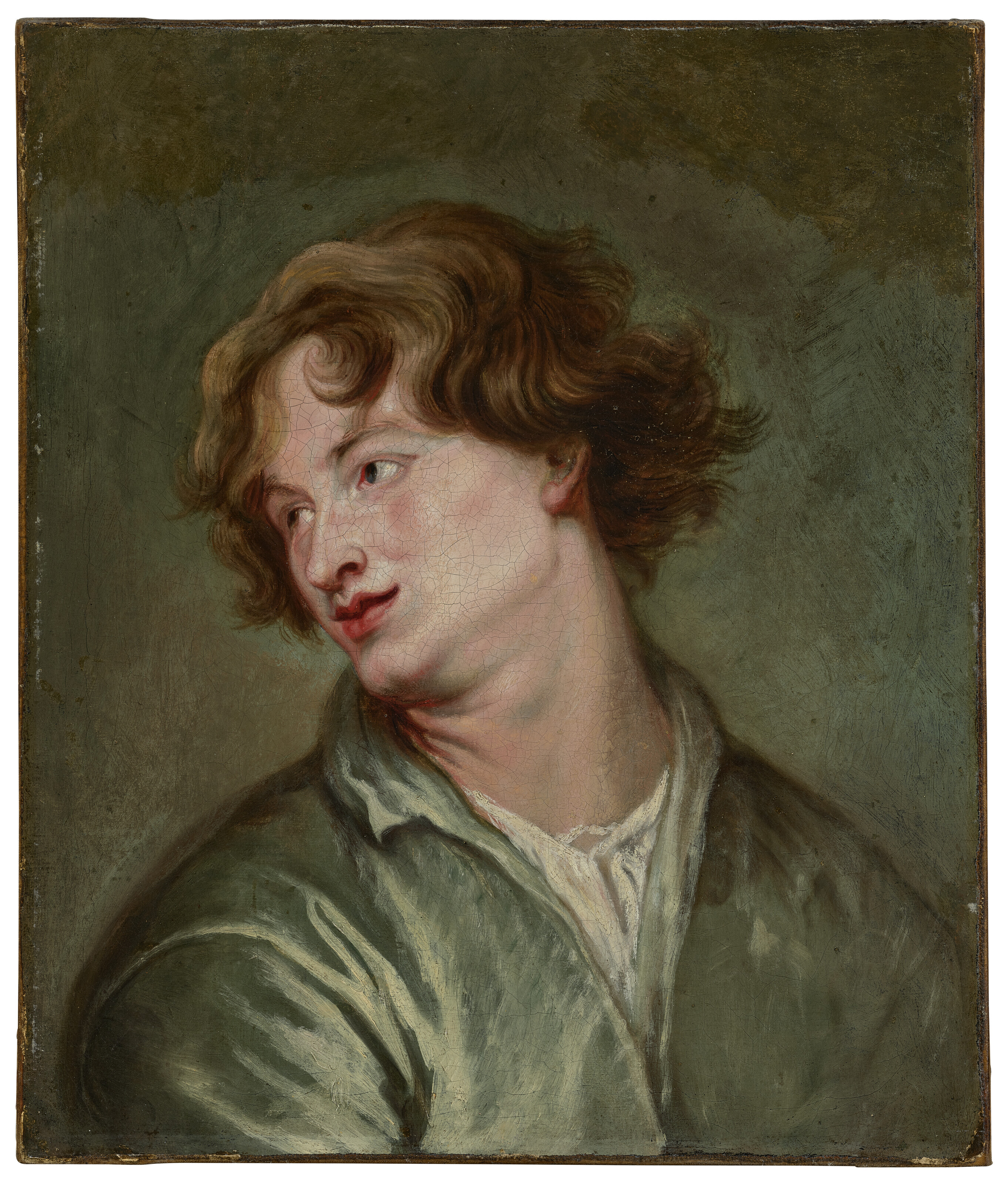 Anthony van Dyck — Портрет джентльмена, во весь рост, в зеленой рубашке, изображение 2