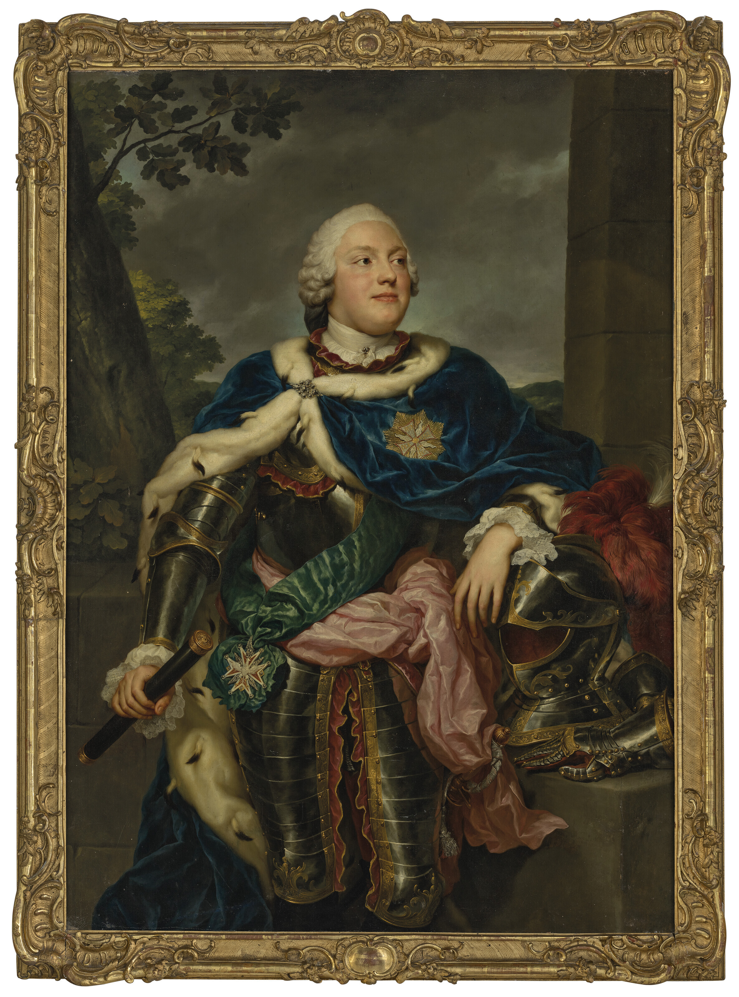 Anton Raphael Mengs — Портрет Фридриха Кристиана, принца Саксонского (1722-1763), в три четверти роста, в доспехах, в мантии, подбитой горностаем, с поясом и звездой ордена Белого орла., изображение 2