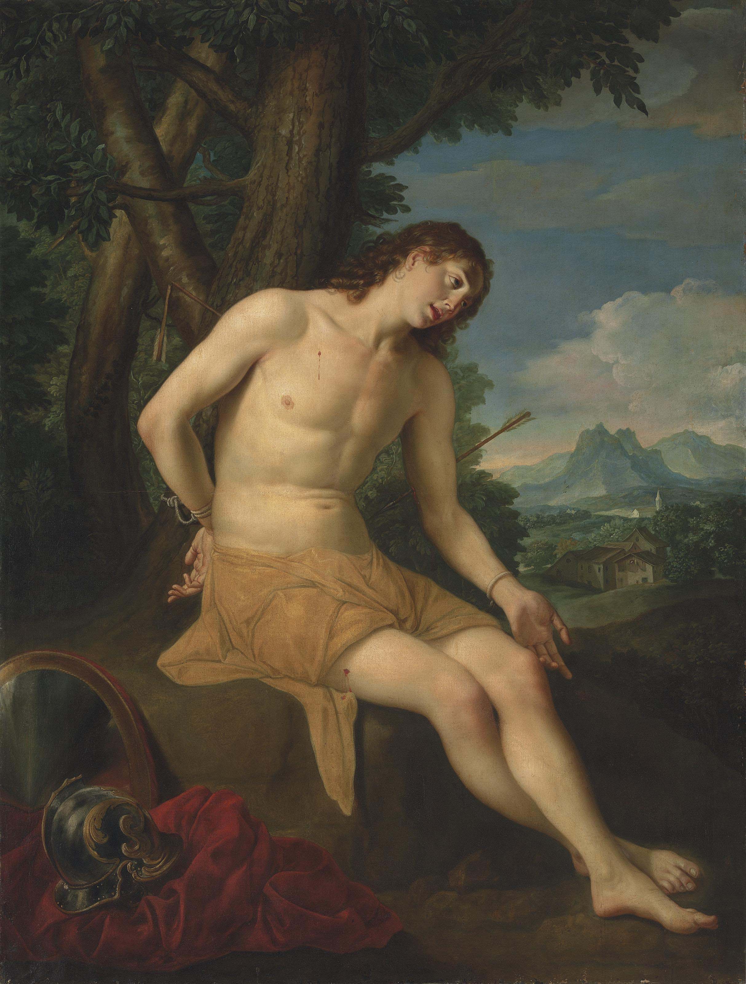 Anton Raphael Mengs — Святой Себастьян, окруженный обширным горным ландшафтом
