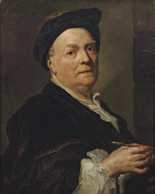 Anton Raphael Mengs — Портрет Луи де Сильвестра (1675-1760) в полный рост, с пером в руке и опирающимся на портфель