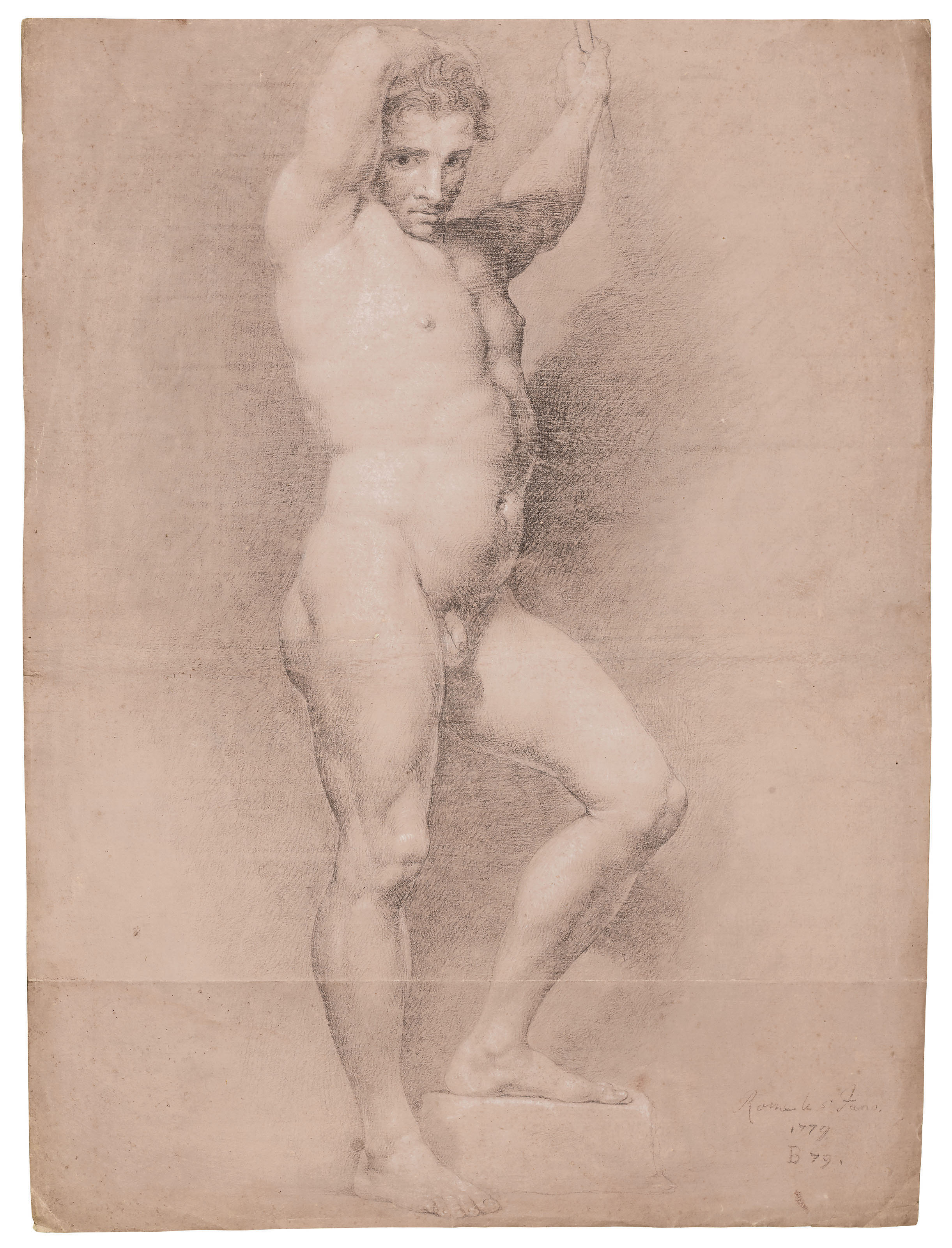 Anton Raphael Mengs — Изучение фигуры, стоящей лицом вправо с поднятыми руками