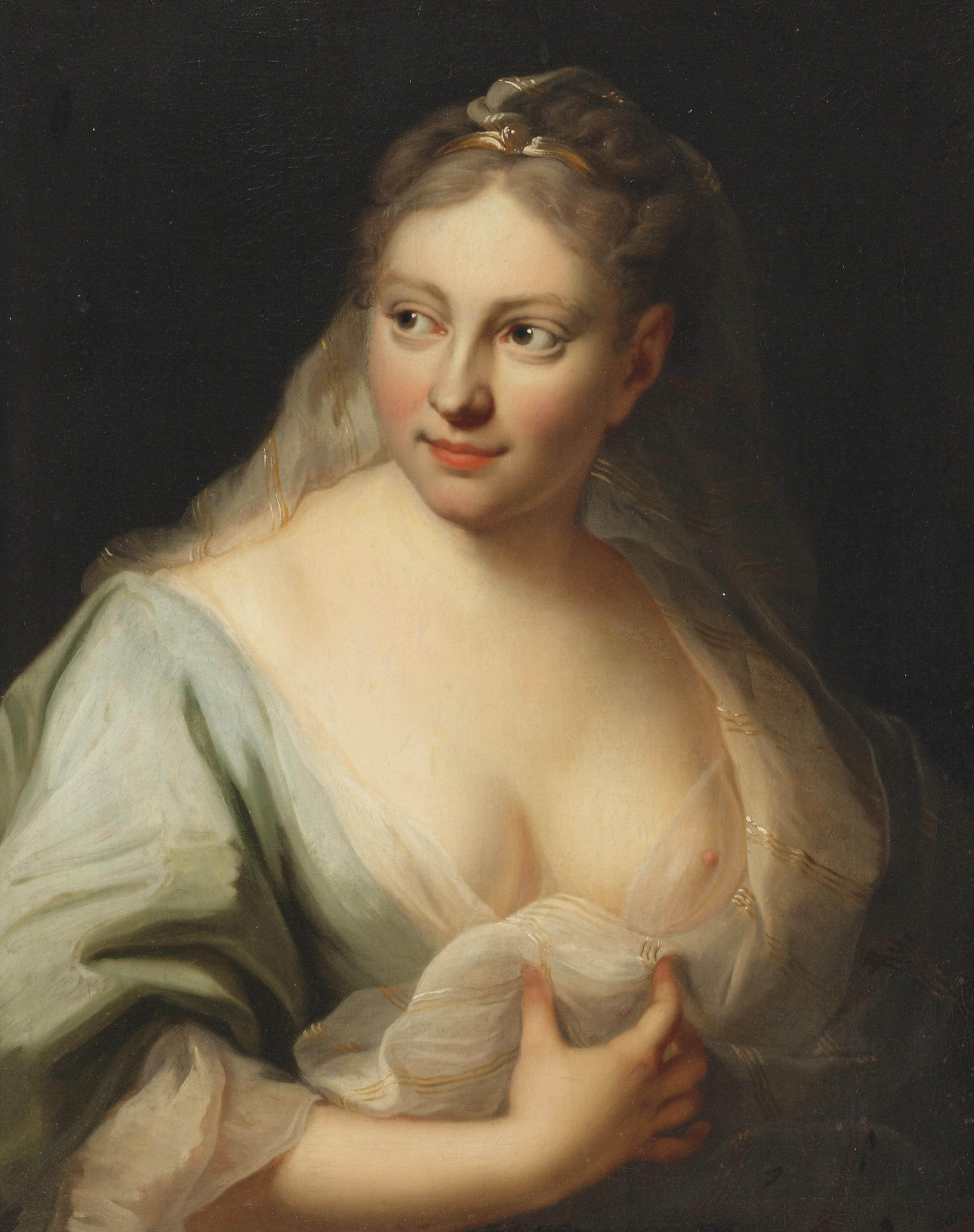 Anton Raphael Mengs — Молодая женщина в голубом платье с вуалью