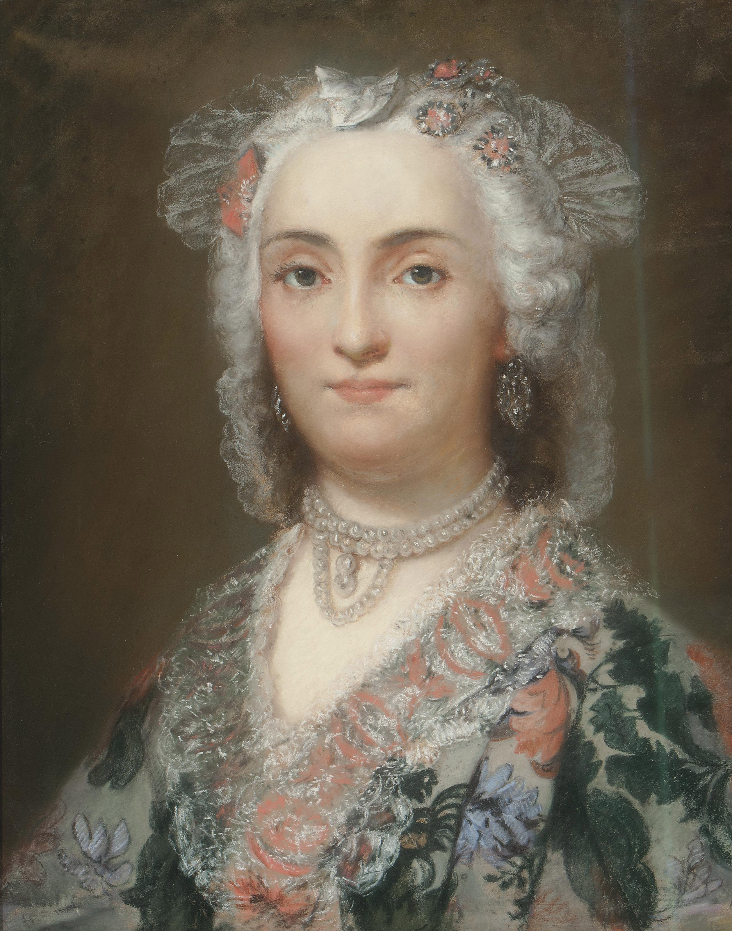 Anton Raphael Mengs — Портрет фрау Иоганн Александер Тиле, урожденной Доротеи Софии Шуман, фрау Акст (1718-1777), с драгоценностями в волосах