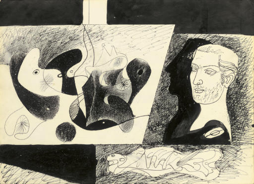 Arshile Gorky — Абстрактный натюрморт с классическим бюстом