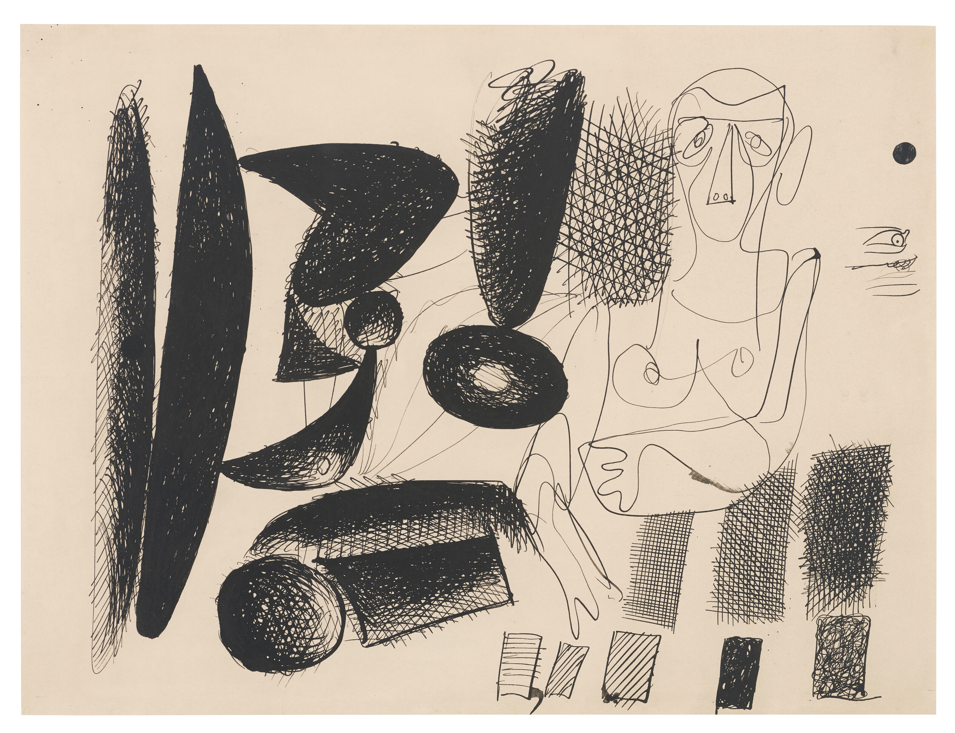 Arshile Gorky — Без названия [Этюд по мотивам картины Пикассо ”Карнет Динар"] и [Этюды стоящей женской фигуры и головы]