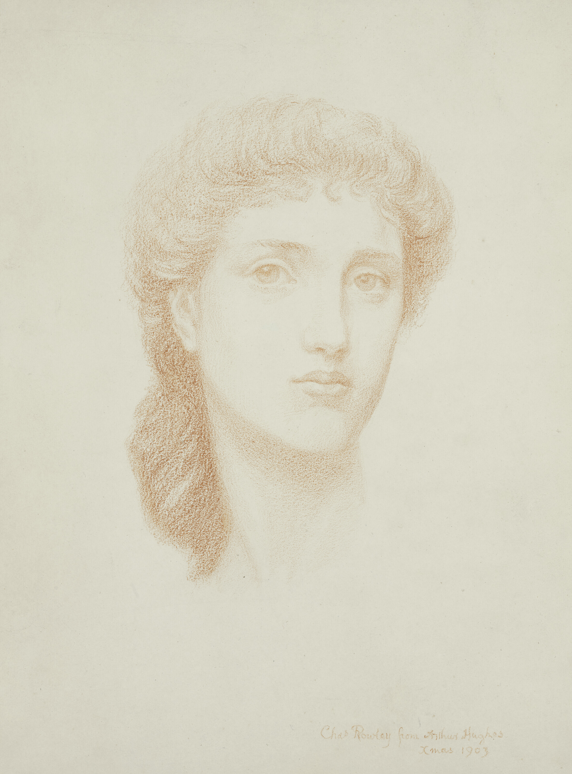 Arthur Hughes — Этюд головы девушки, нарисованный для Чарльза Роули