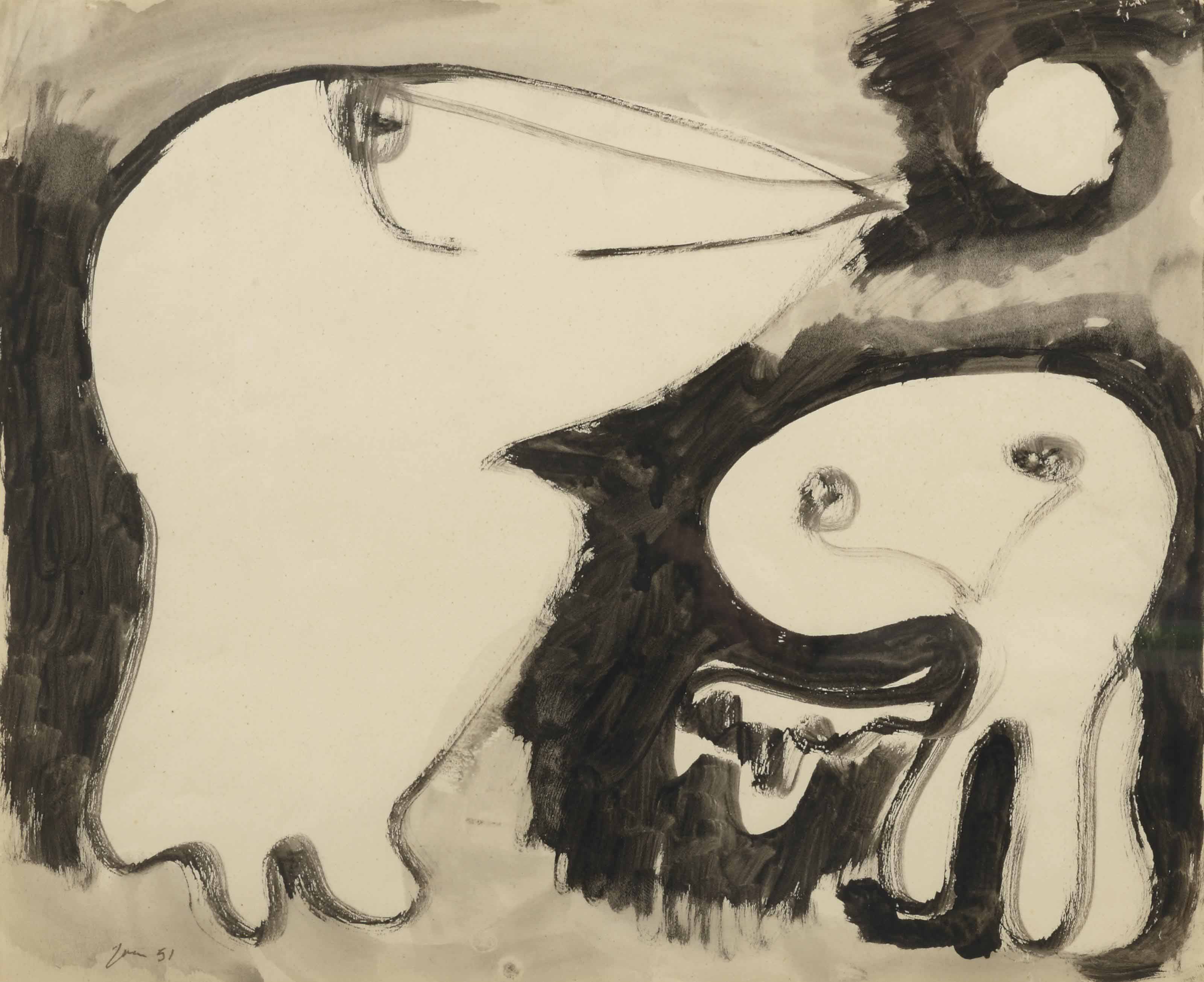Asger Jorn — Без названия ("Луна и животные")