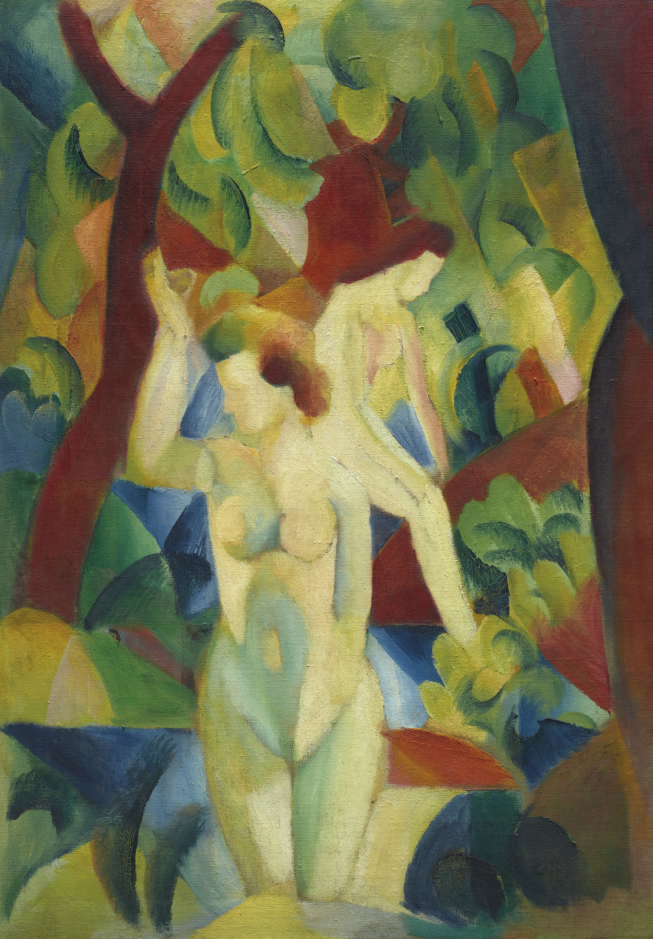 August Macke — Женщина-Баденде (справа); Пьеро с Танзерпаром (сзади), изображение 1