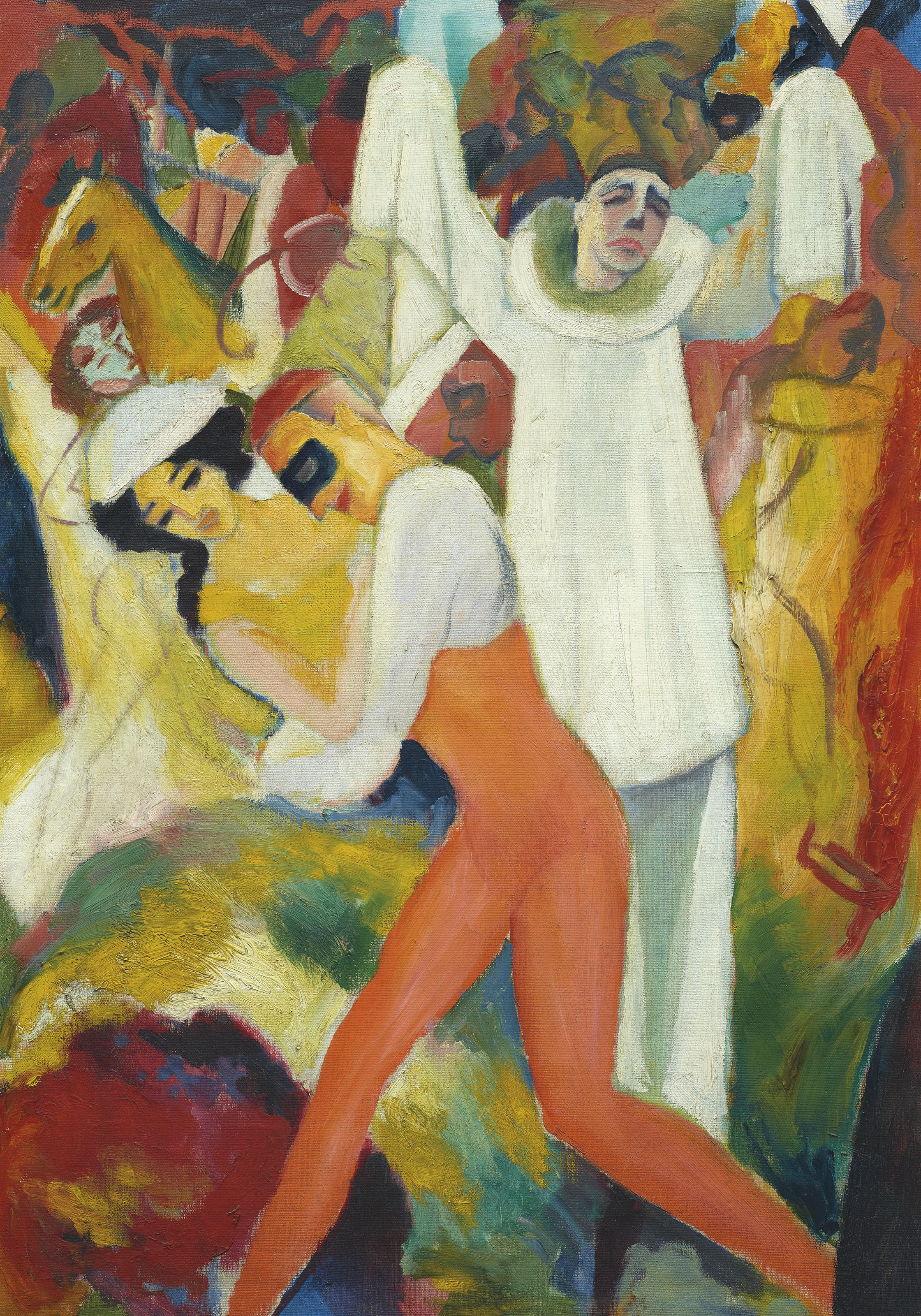 August Macke — Женщина-Баденде (справа); Пьеро с Танзерпаром (сзади), изображение 2