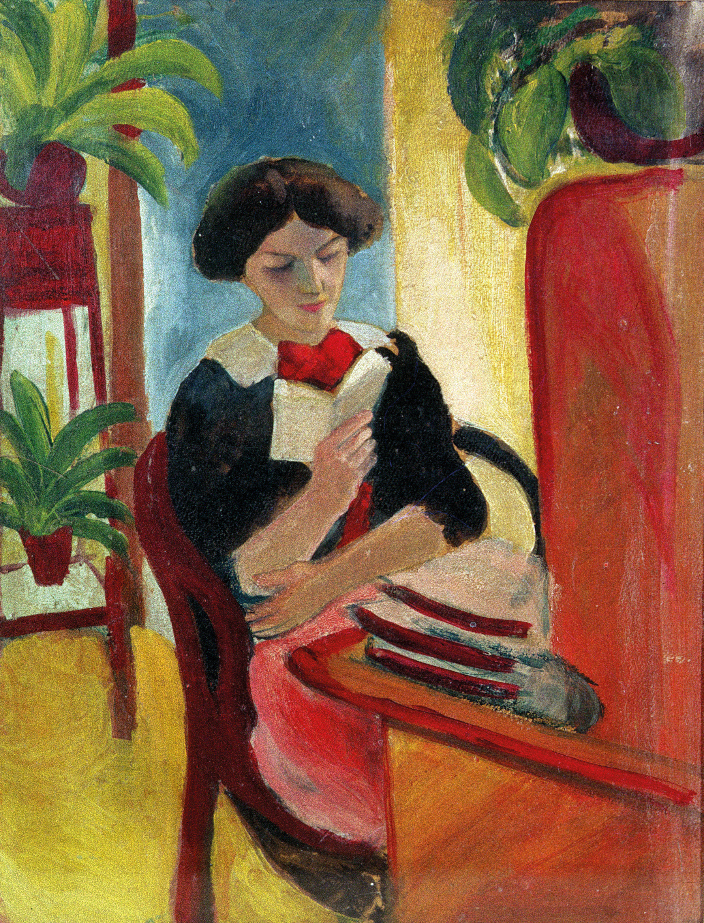 August Macke — Лесенде Фрау, изображение 2