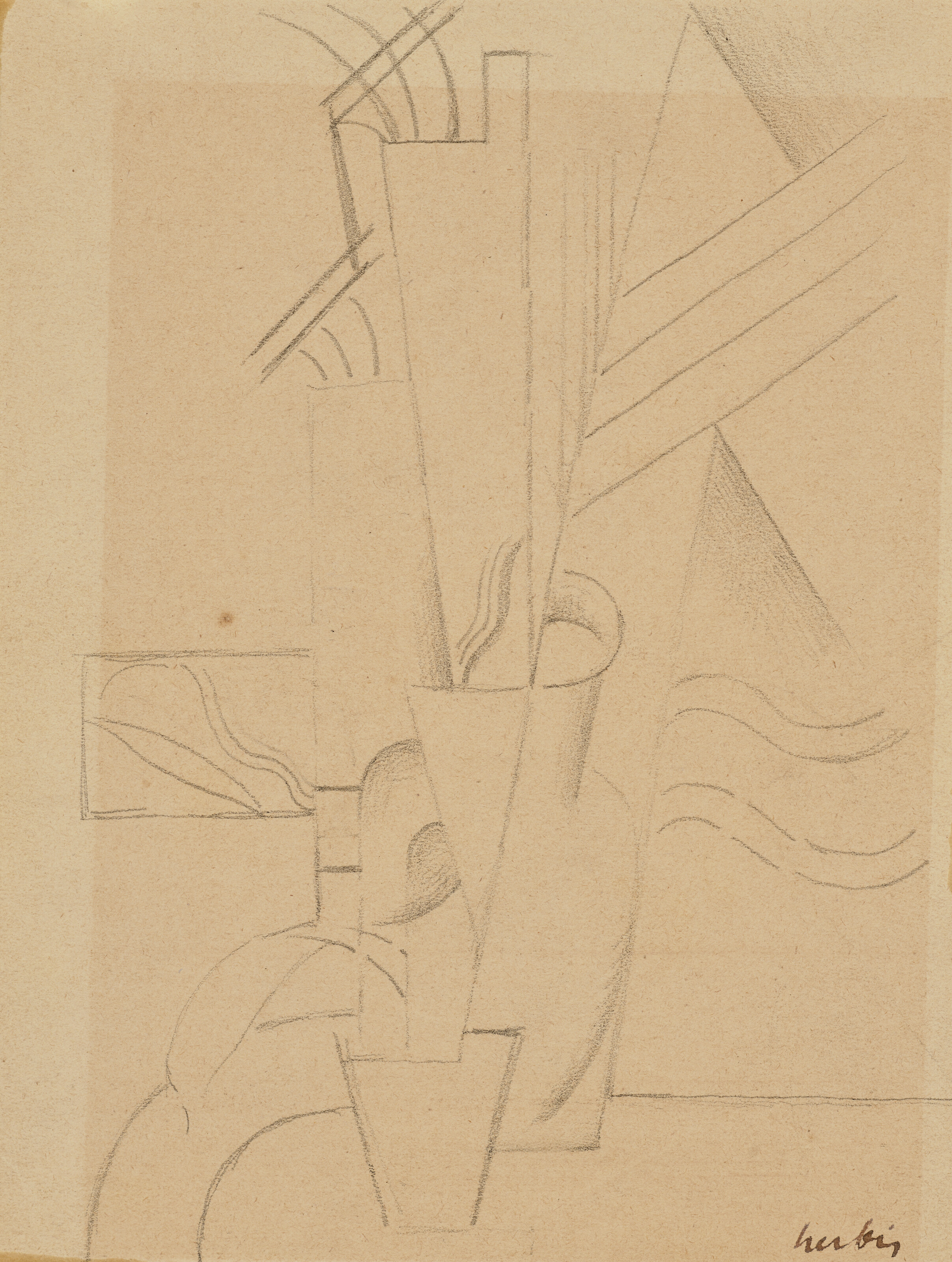 Auguste Herbin — Картина в стиле кубизма (прямая и оборотная стороны)