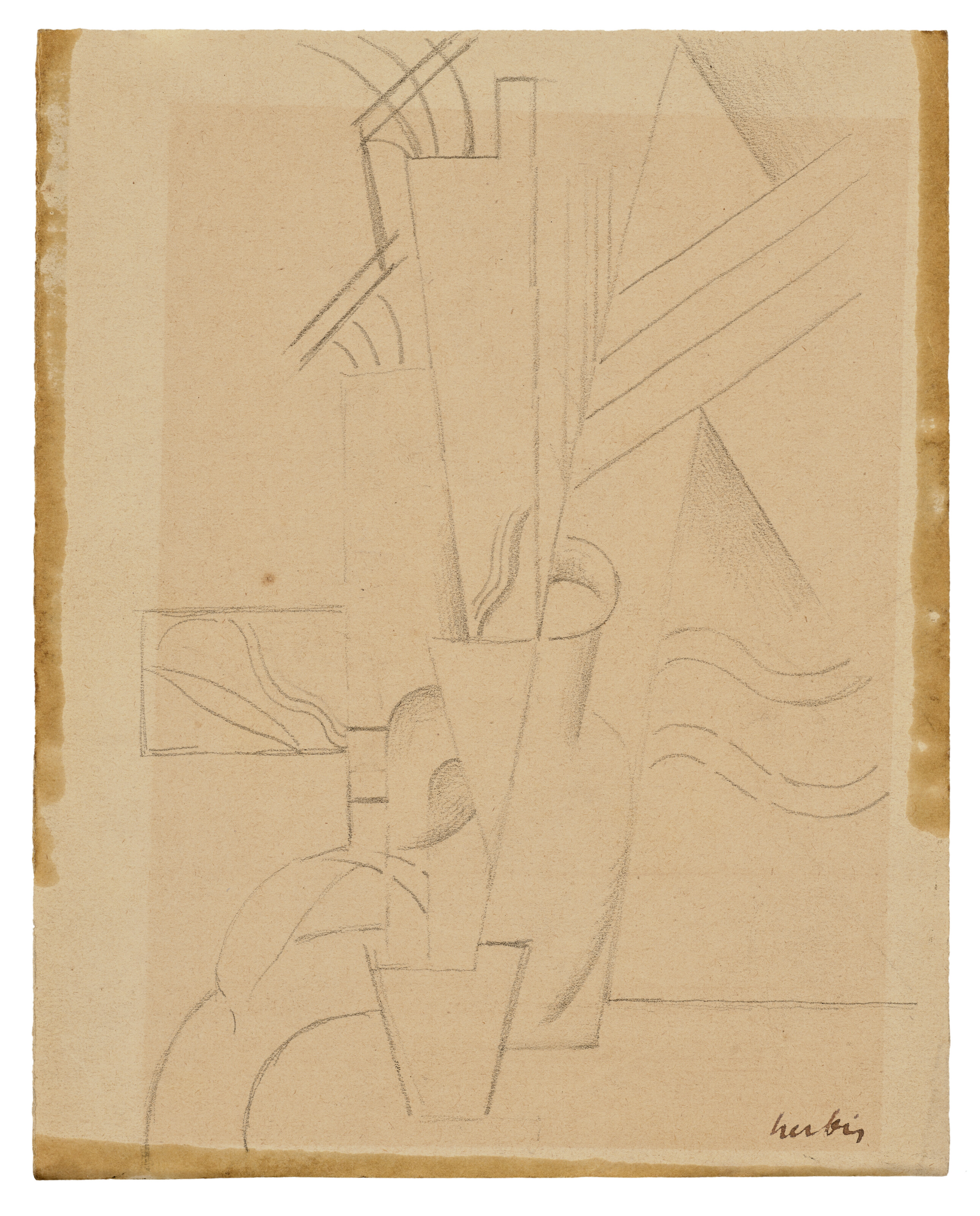 Auguste Herbin — Картина в стиле кубизма (прямая и оборотная стороны), изображение 2