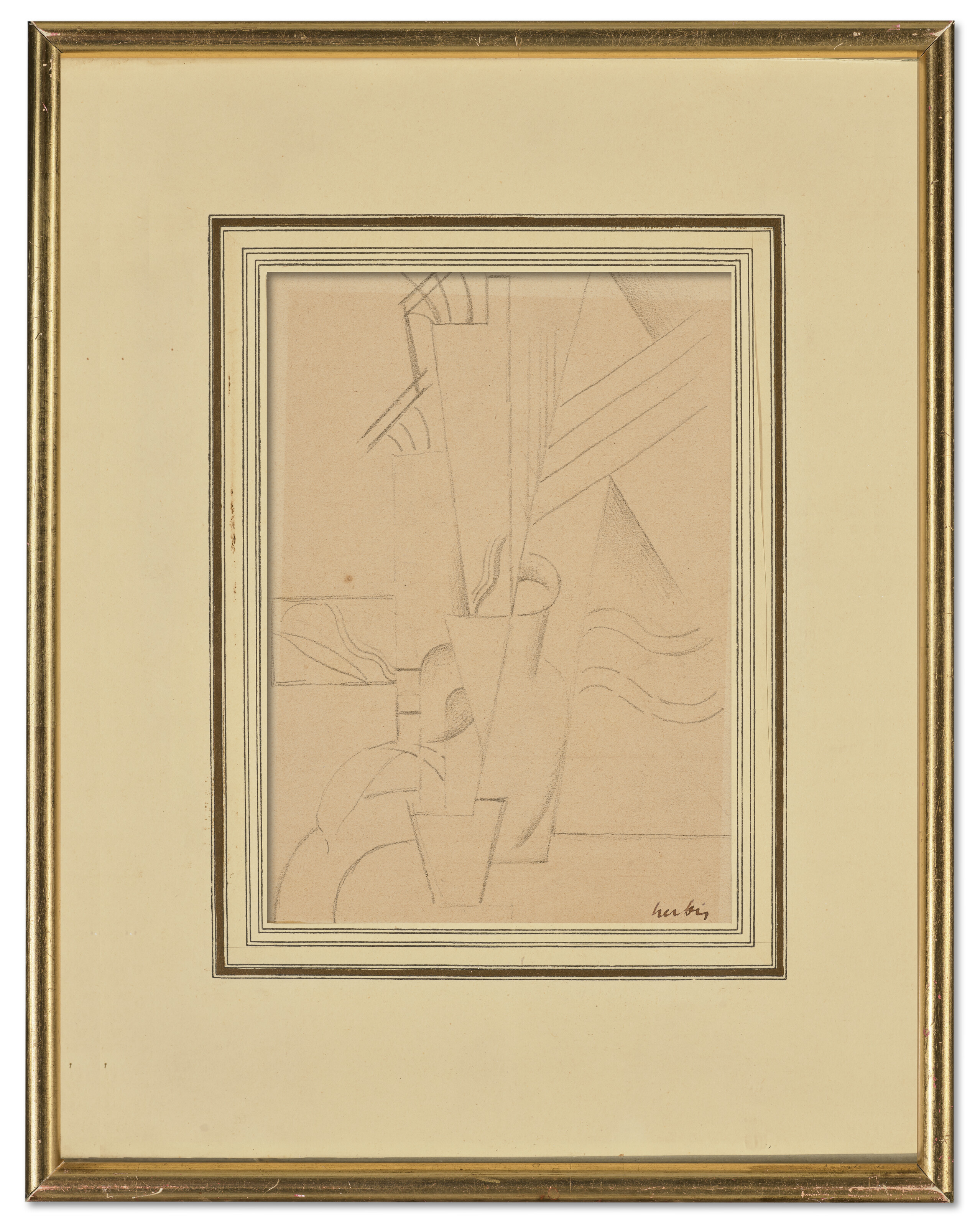 Auguste Herbin — Картина в стиле кубизма (прямая и оборотная стороны), изображение 4
