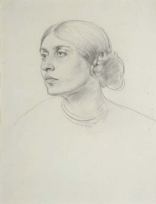 Augustus John — Этюд молодой девушки, до пояса, около 1900 года