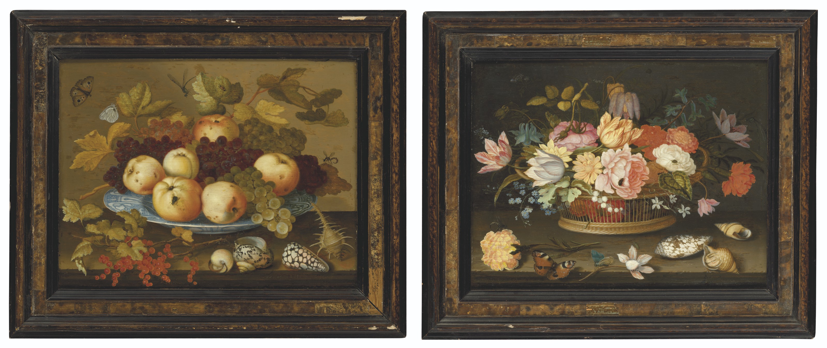 Balthasar Van Der Ast — Фрукты в фарфоровом блюде wan-li на столе; Цветы в плетеной корзине на столе, изображение 2