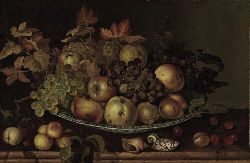 Balthasar Van Der Ast — Фрукты в ван-ли-крааке с ракушками и другими фруктами на столе