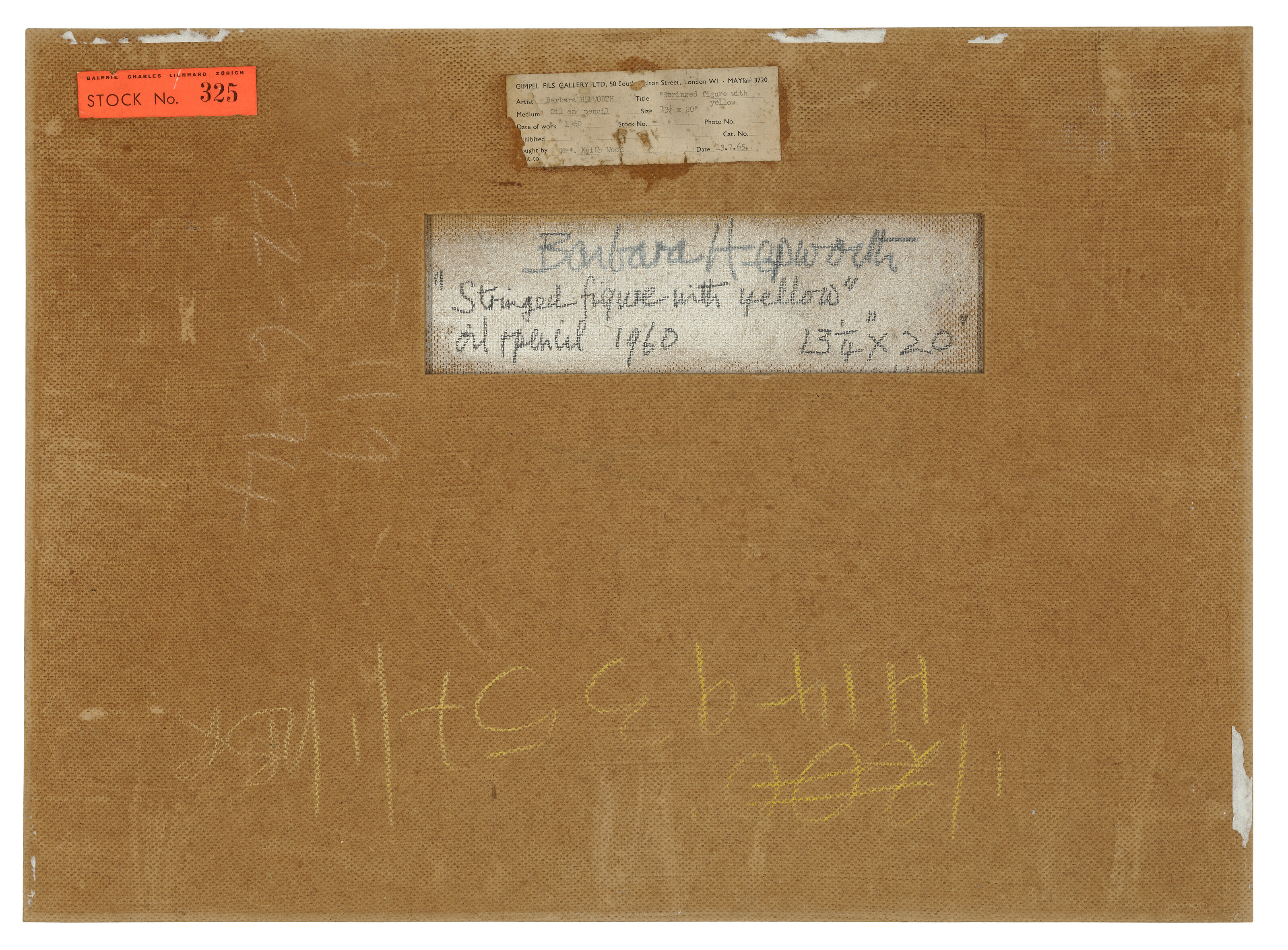 Barbara Hepworth — Фигурка на веревочках с желтым, изображение 3
