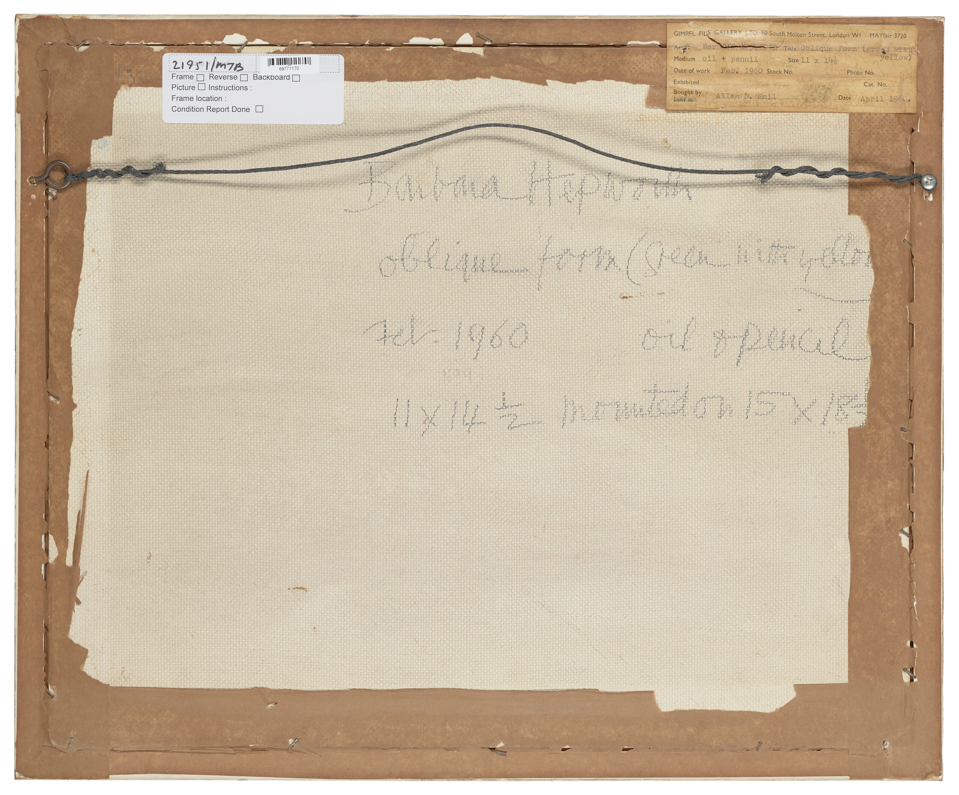 Barbara Hepworth — Наклонная форма (зеленая с желтым), изображение 3