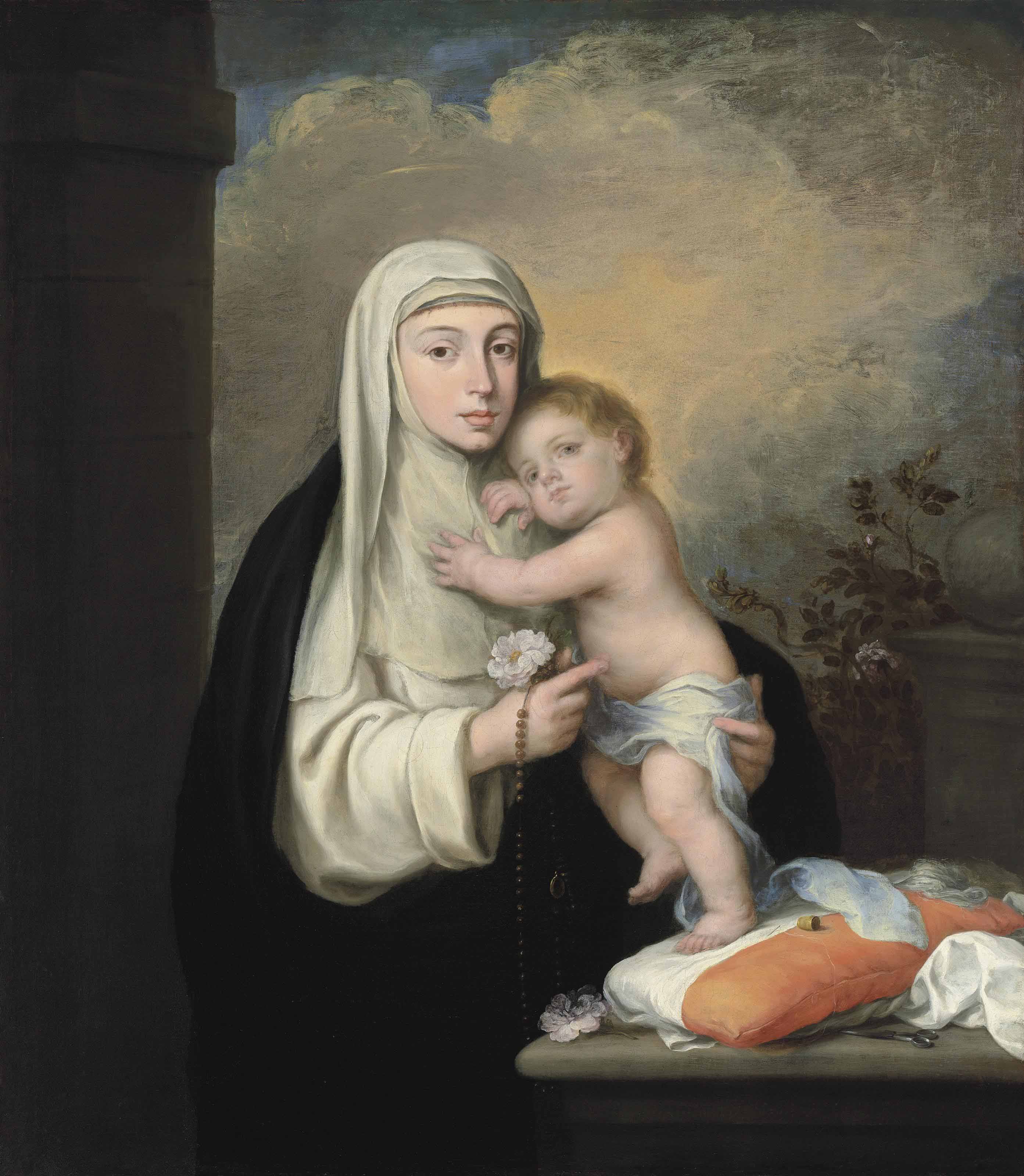 Bartolomé Esteban Murillo — Святая Роза Лимская с младенцем Христом