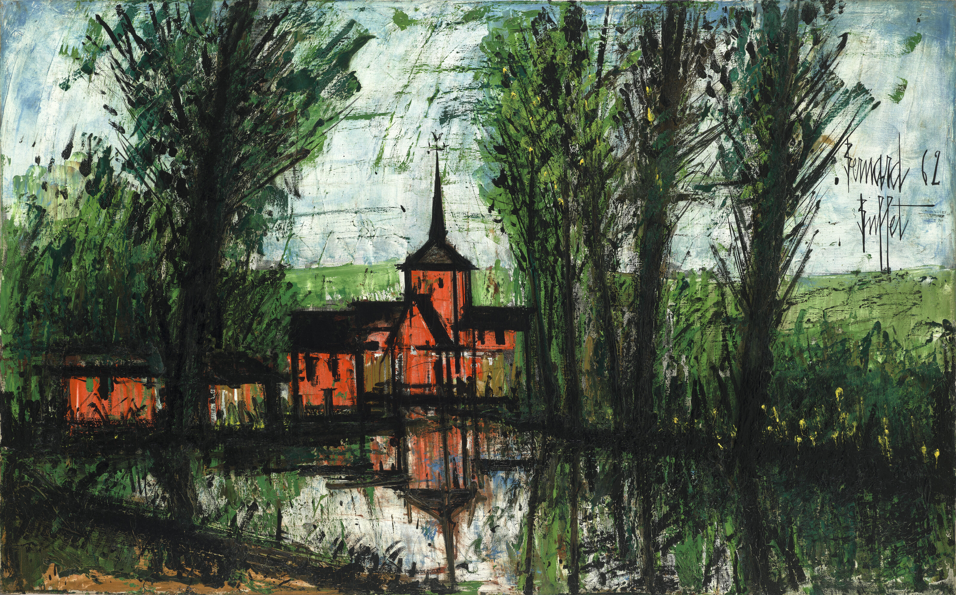 Bernard Buffet — Ла-Ривьер в окрестностях Майенна, изображение 1