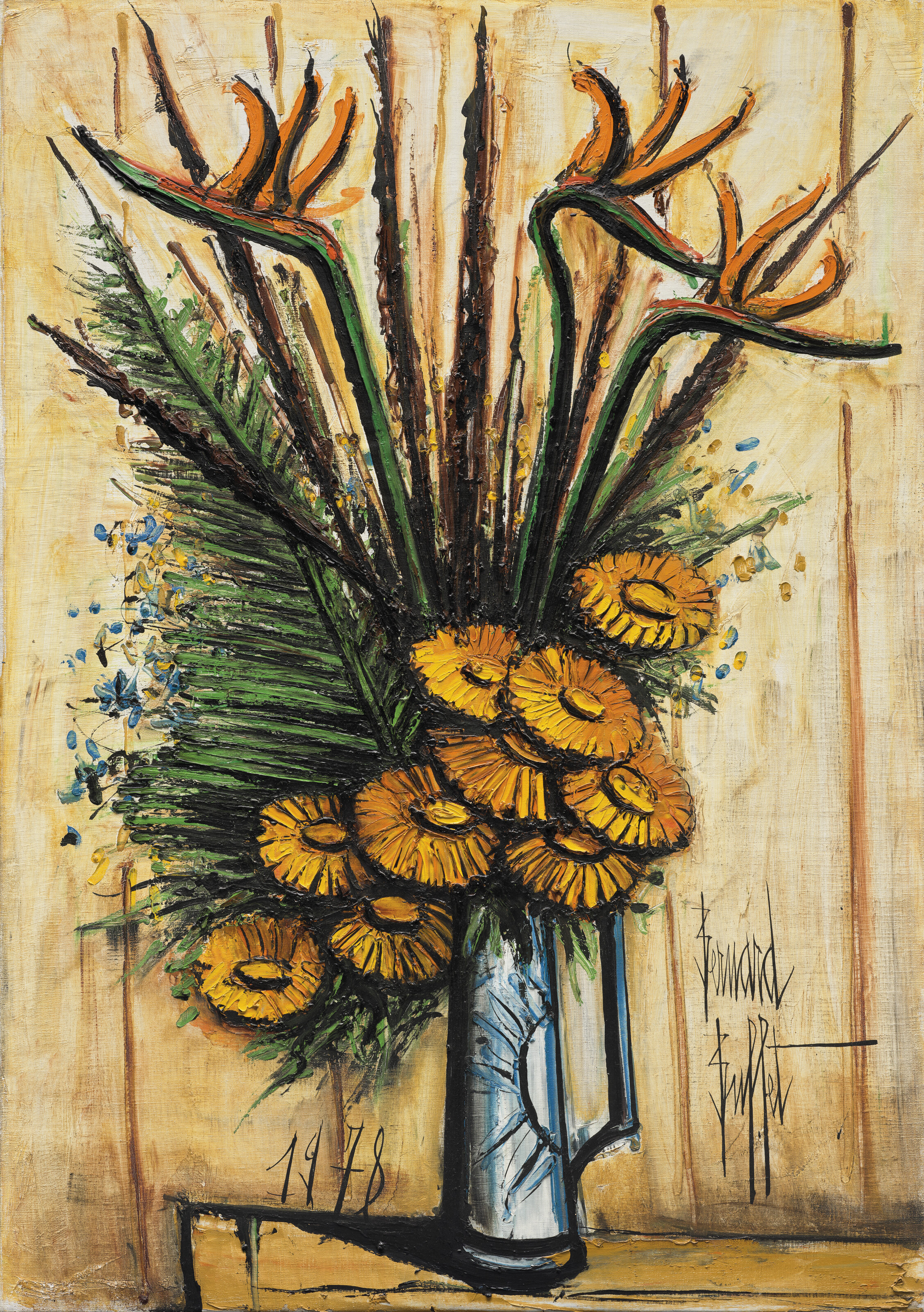 Bernard Buffet — Букет цветов в горшочке, изображение 1