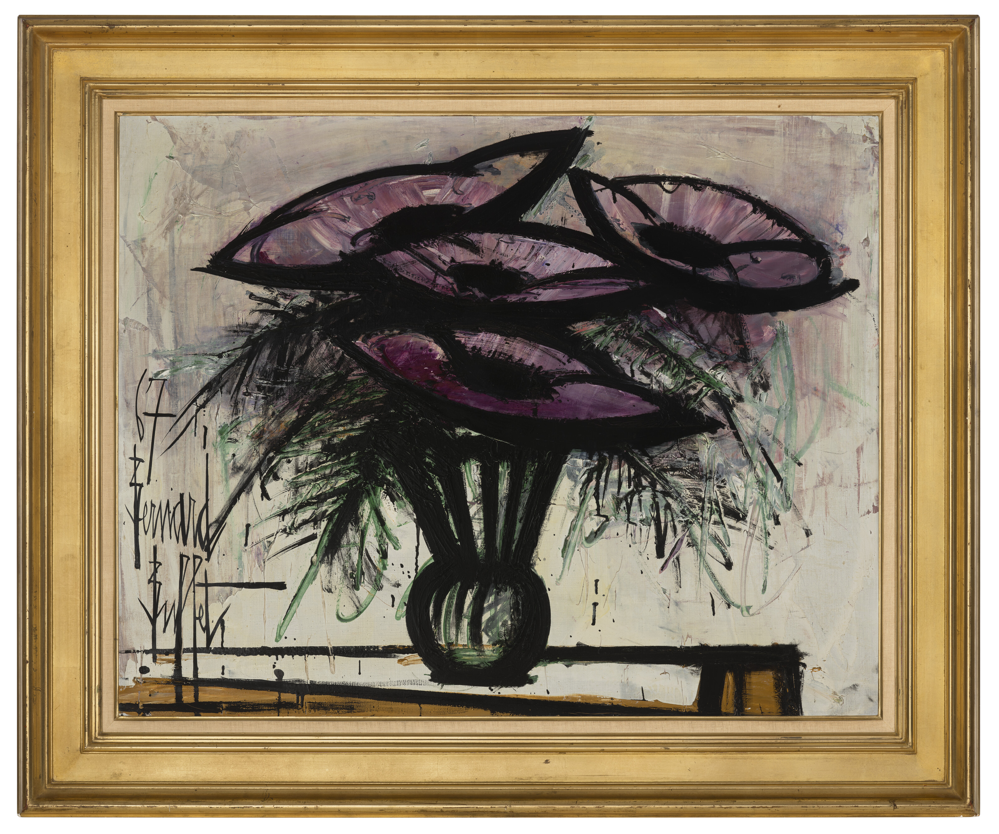 Bernard Buffet — Крупные анемоны лилового цвета, изображение 3